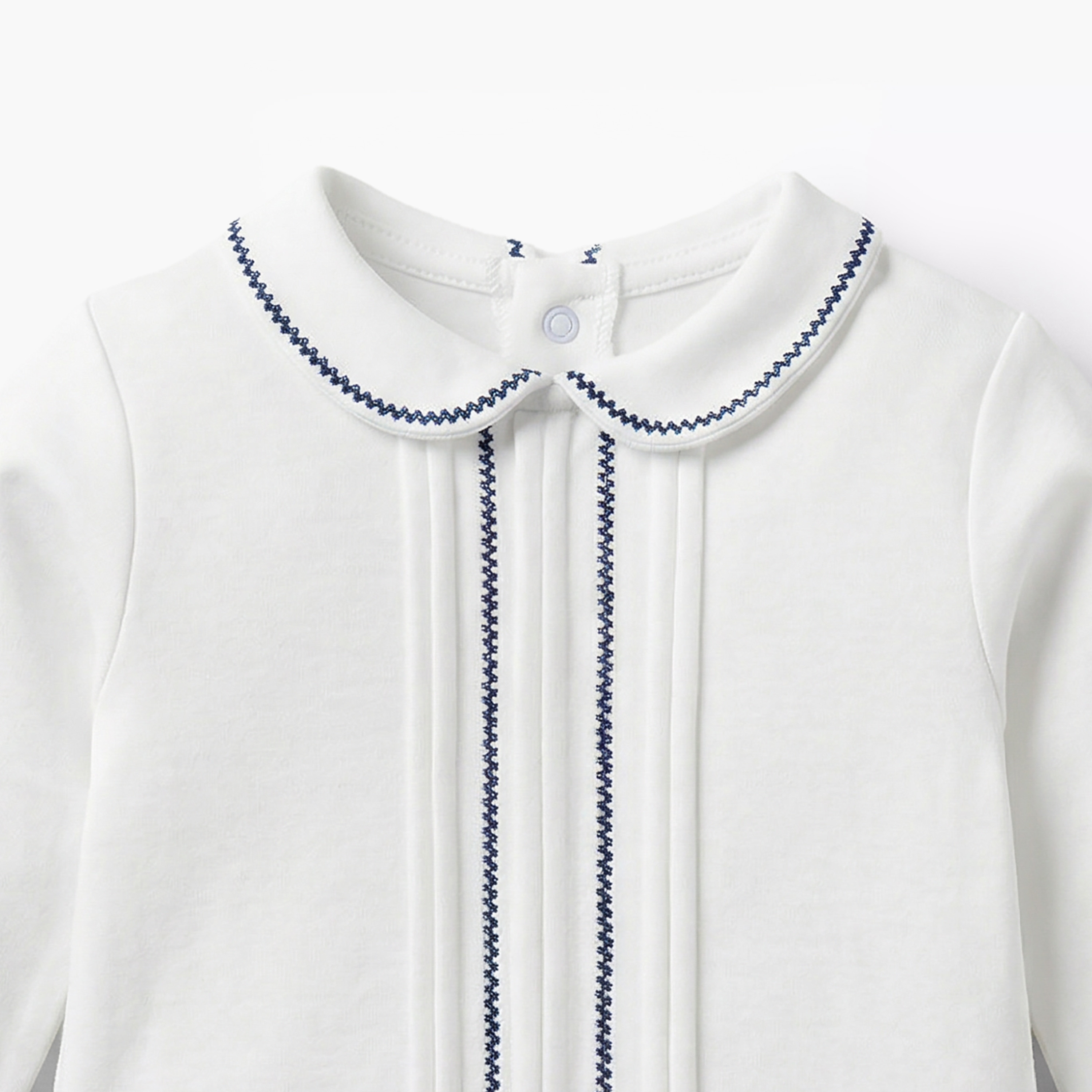 Giggles Cotton Collared Long Sleeves Sleepsuit with Pinstripe Print-baby-boys-clothing-nightwear-sleepsuits-image-3