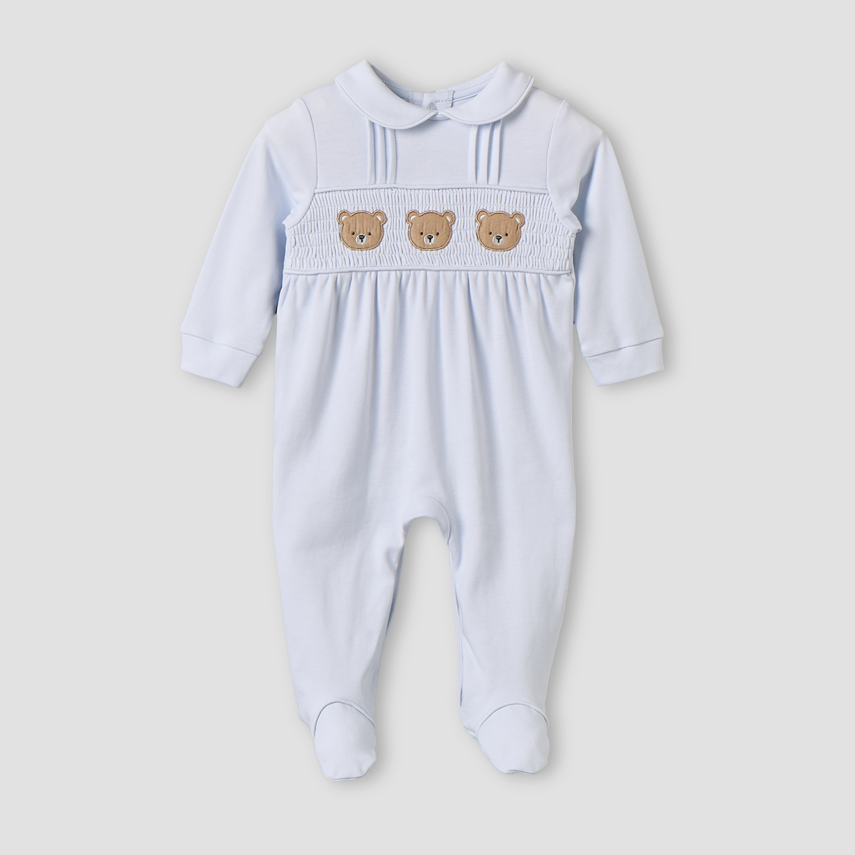 بدلة نوم قطن بياقة بيتر بان وتطريز دب تيدي وأكمام طويلة من جيجلز-baby-boys-clothing-nightwear-sleepsuits-image-2