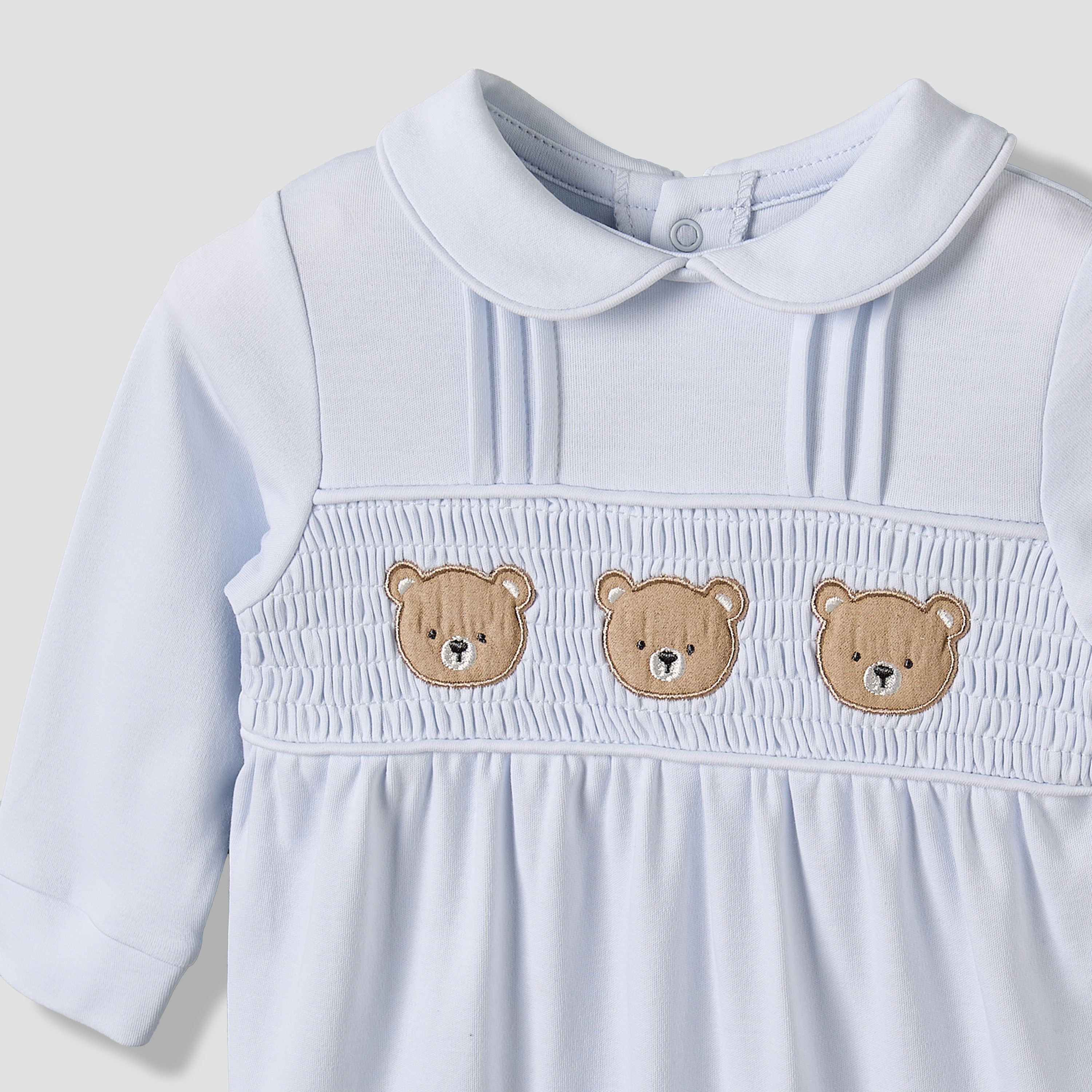 بدلة نوم قطن بياقة بيتر بان وتطريز دب تيدي وأكمام طويلة من جيجلز-baby-boys-clothing-nightwear-sleepsuits-image-4