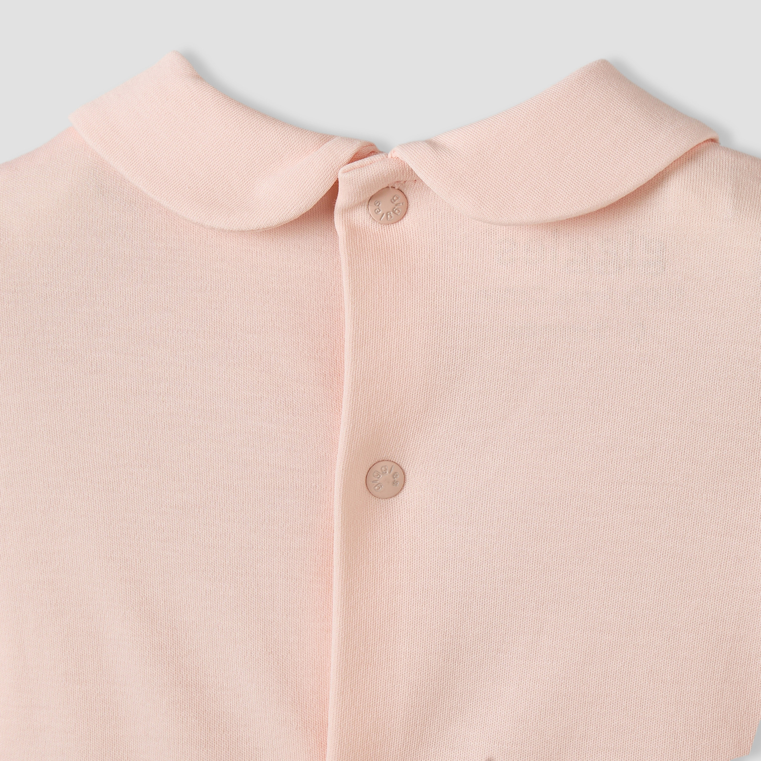بدلة نوم بأكمام طويلة وياقة بيتر بان من قطن سوبيما مع تطريز زهور من جيجلز-baby-girls-clothing-nightwear-sleepsuits-image-6
