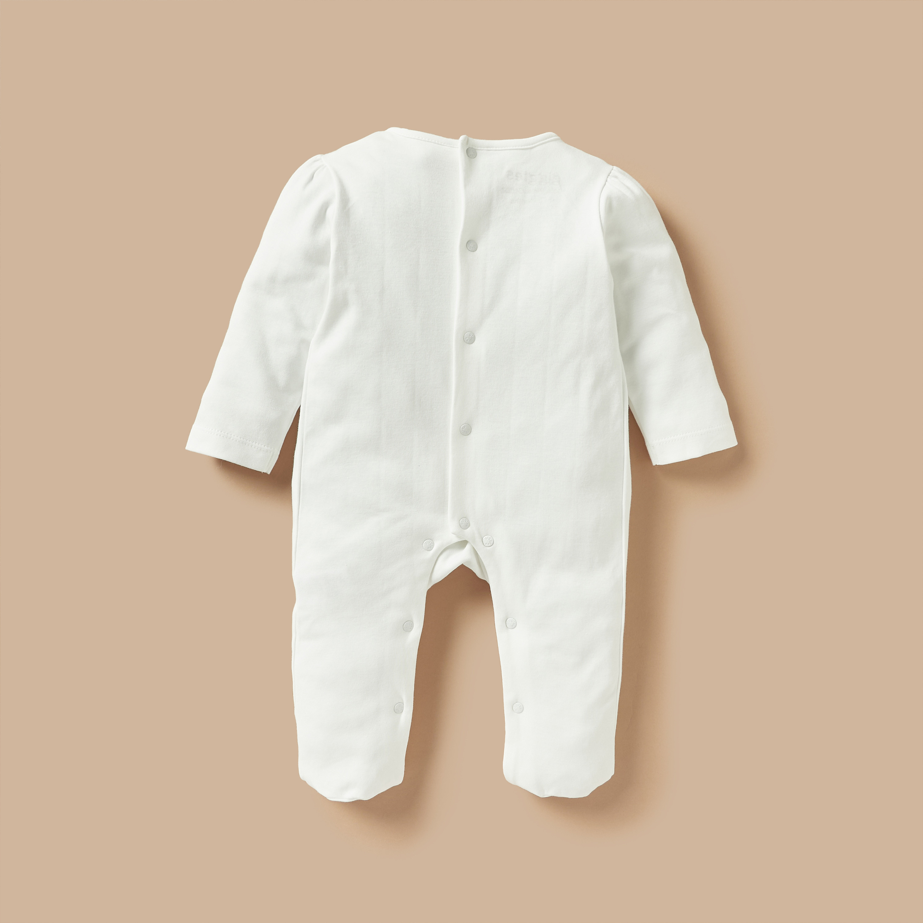 Giggles Lace Detail Closed Foot Sleepsuit with Long Sleeves and Snap Button Closure-baby-girls-clothing-nightwear-sleepsuits-image-2