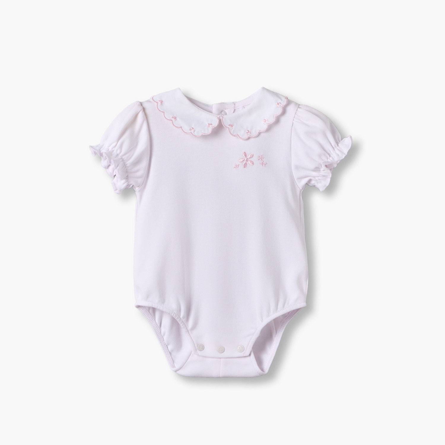 طقم بودي قطني بأكمام قصيرة وياقة بيتر بان مع تطريز من جيجلز - قطعتين-baby-girls-clothing-bodysuits-image-3