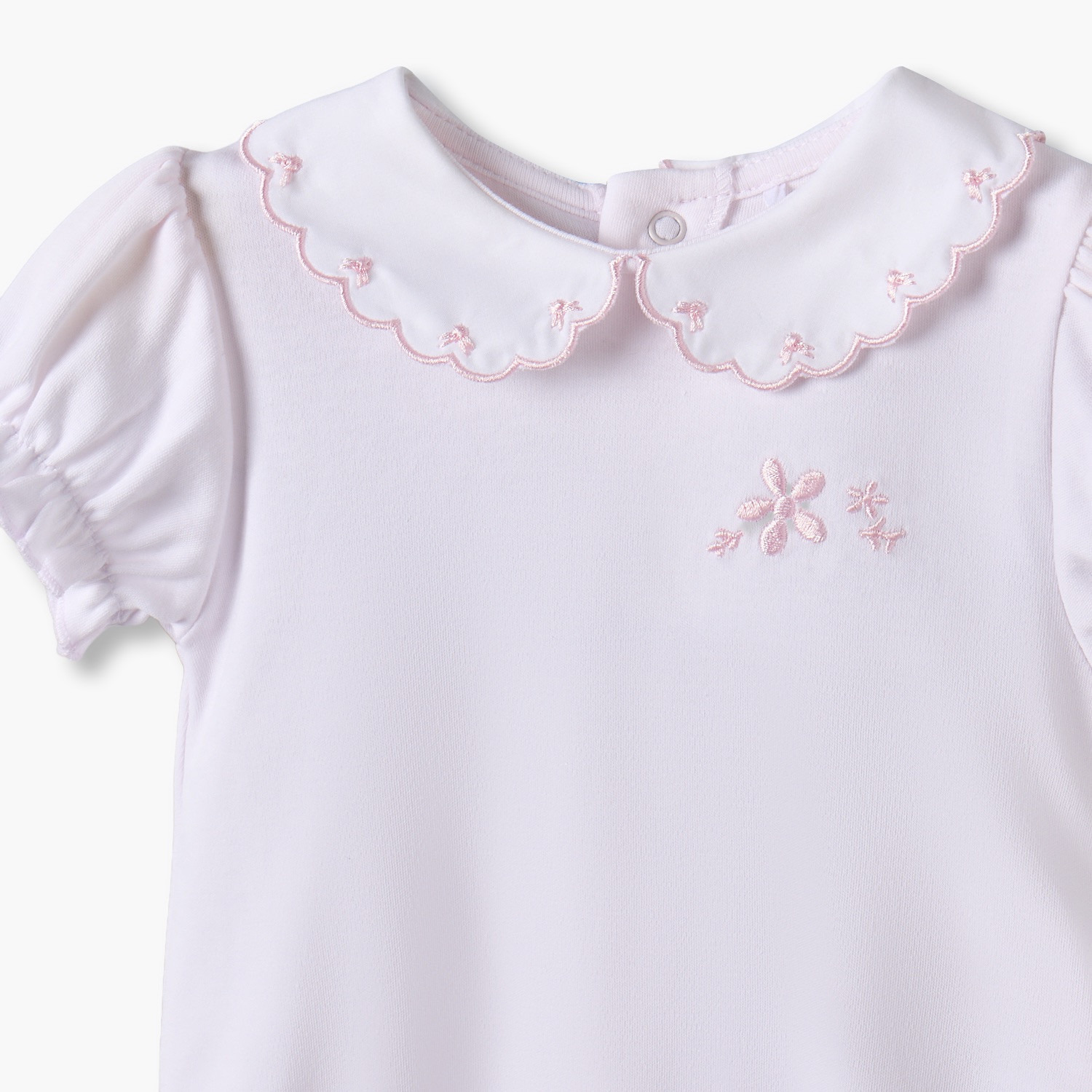 طقم بودي قطني بأكمام قصيرة وياقة بيتر بان مع تطريز من جيجلز - قطعتين-baby-girls-clothing-bodysuits-image-6