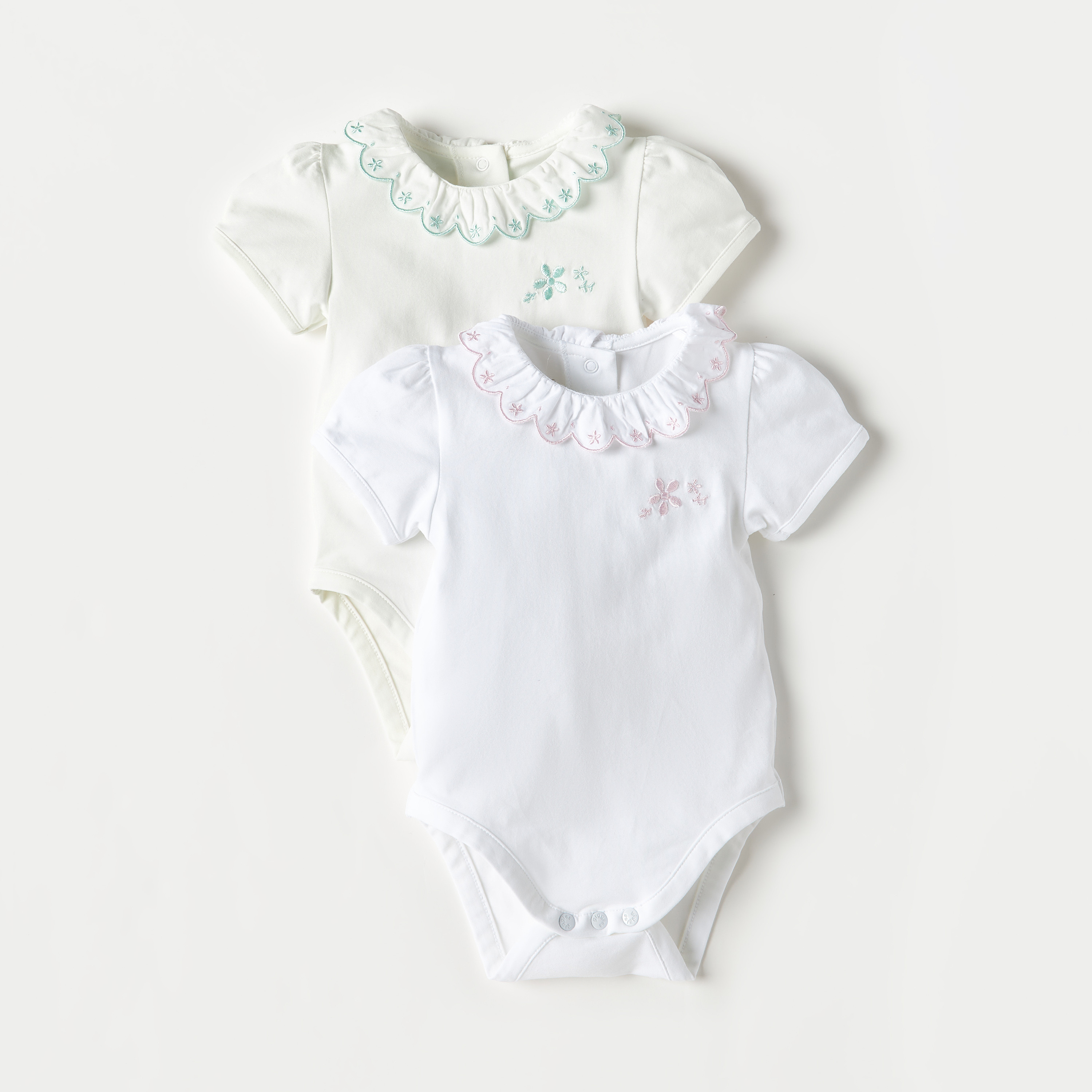 بودي سوت قطن مطرز من جيجلز - طقم من قطعتين-baby-girls-clothing-bodysuits-image-1