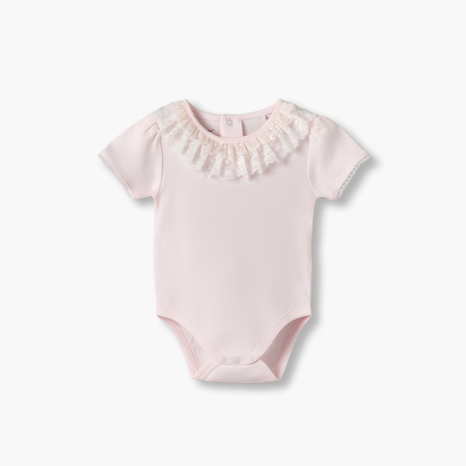 طقم بودي قطني بأكمام قصيرة وياقة مستديرة مع حواف دانتيل من جيجلز - قطعتين-baby-girls-clothing-bodysuits-image-4