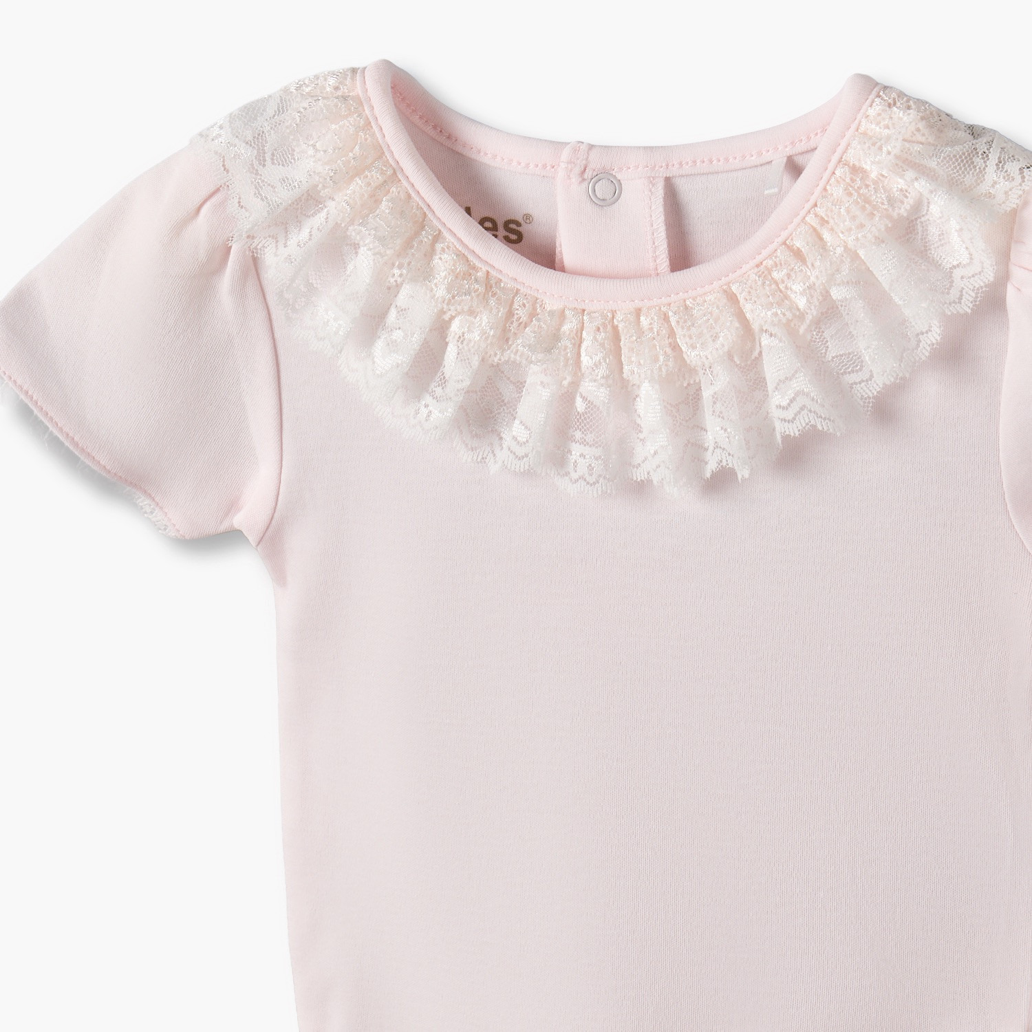 طقم بودي قطني بأكمام قصيرة وياقة مستديرة مع حواف دانتيل من جيجلز - قطعتين-baby-girls-clothing-bodysuits-image-6
