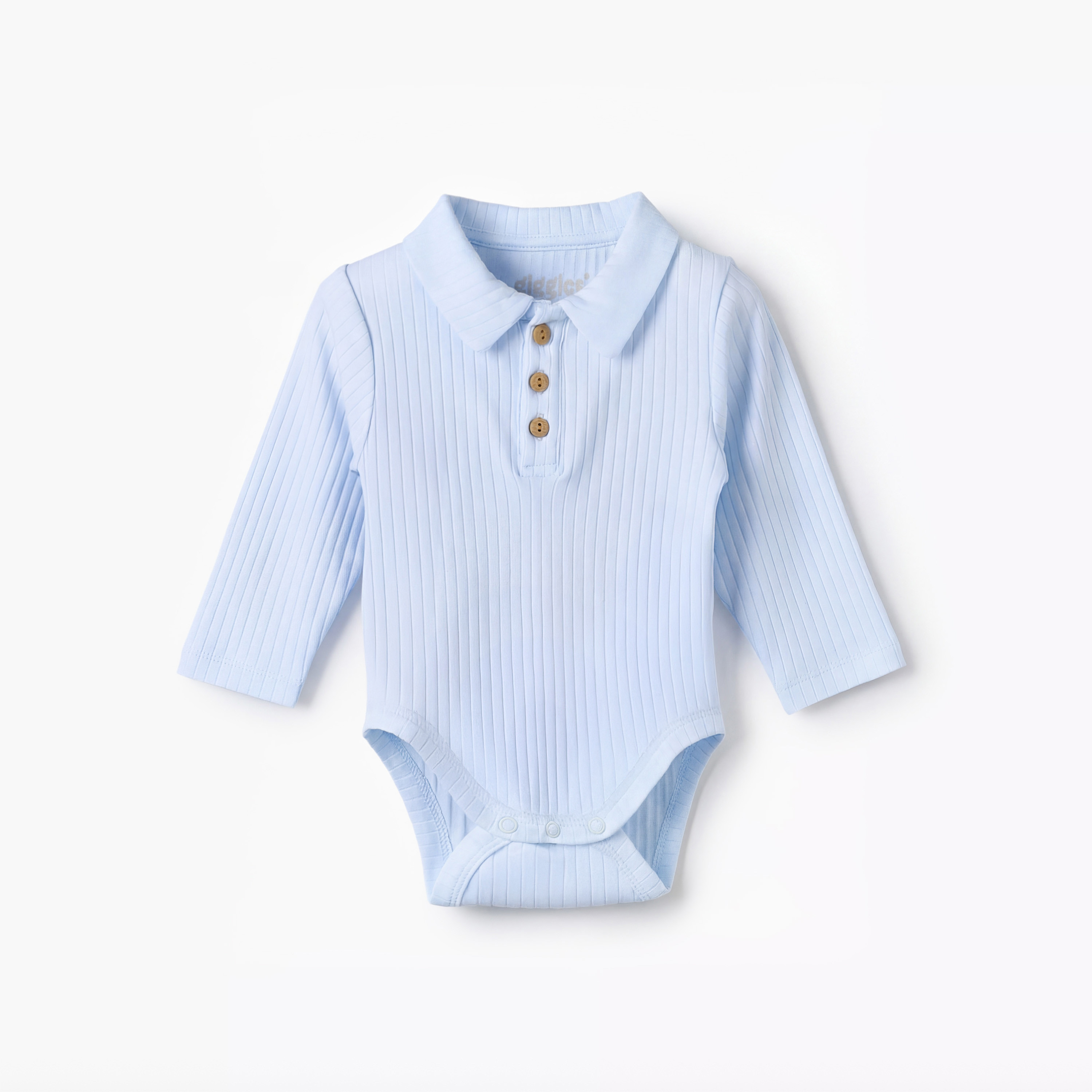 Pack of 2 Giggles Collared Long Sleeve Bodysuit with Snap Button Closure-baby-boys-clothing-bodysuits-image-2