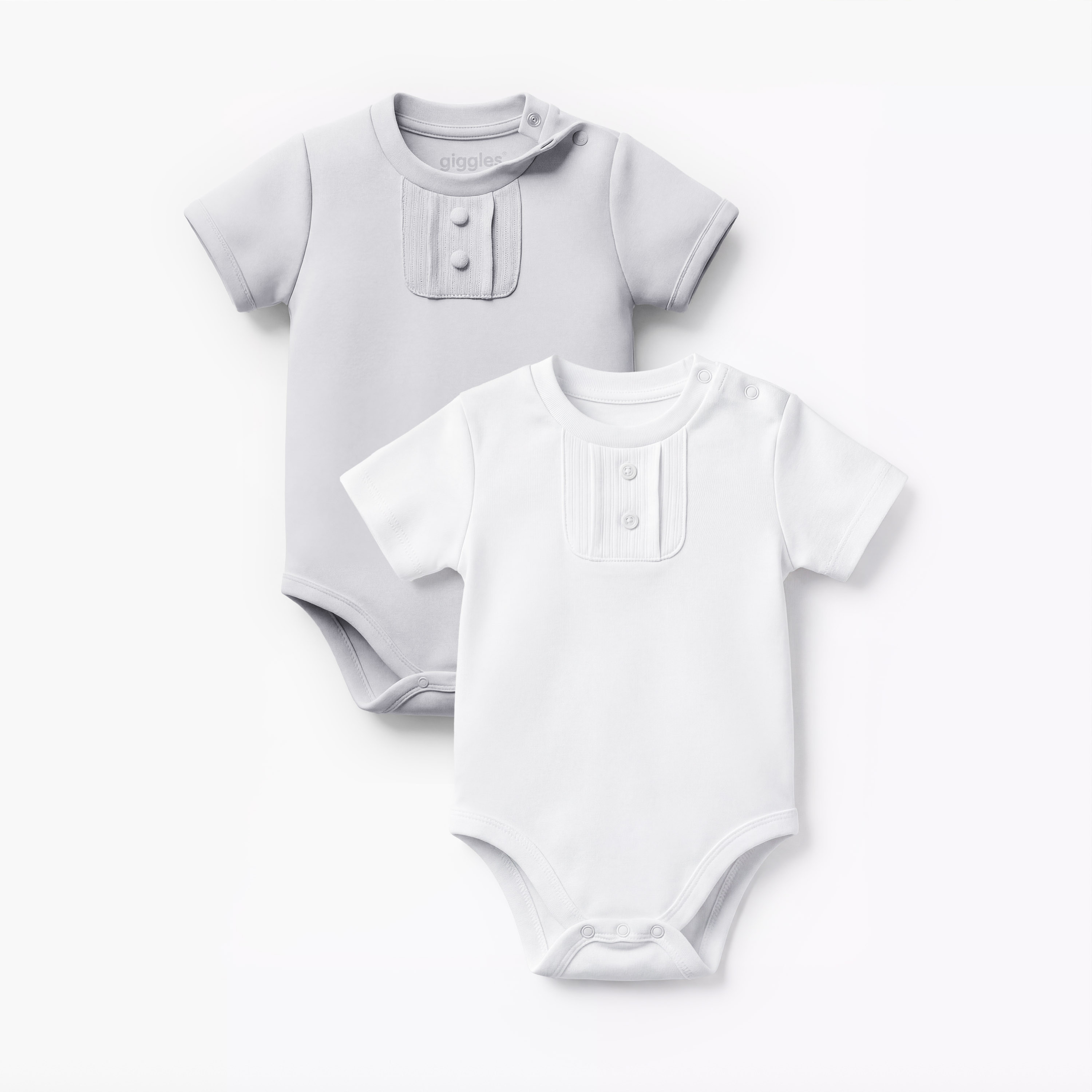 Pack of 2 Giggles Round Neck Short Sleeve Bodysuit with Snap Button Closure-baby-boys-clothing-bodysuits-image-1