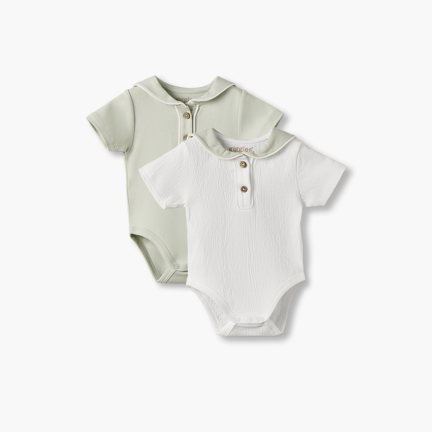 طقم بودي قطني بأكمام قصيرة وياقة بحّار بتصميم بارز الملمس من جيجلز - قطعتين-baby-boys-clothing-bodysuits-image-1
