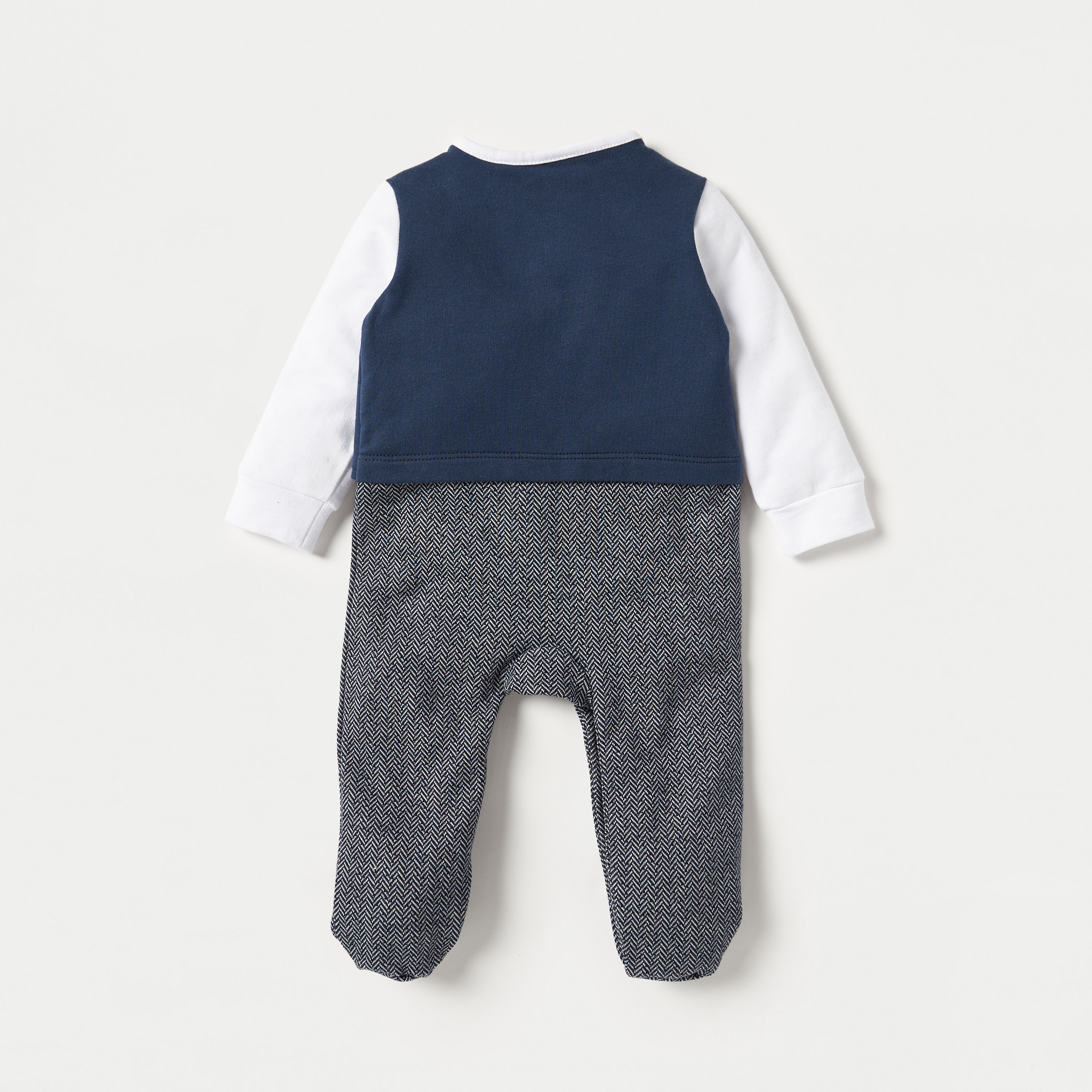 Giggles Colourblock Coverall with Bow and Waistcoat Overlay-baby-boys-clothing-winterwear-sleepsuits-image-3