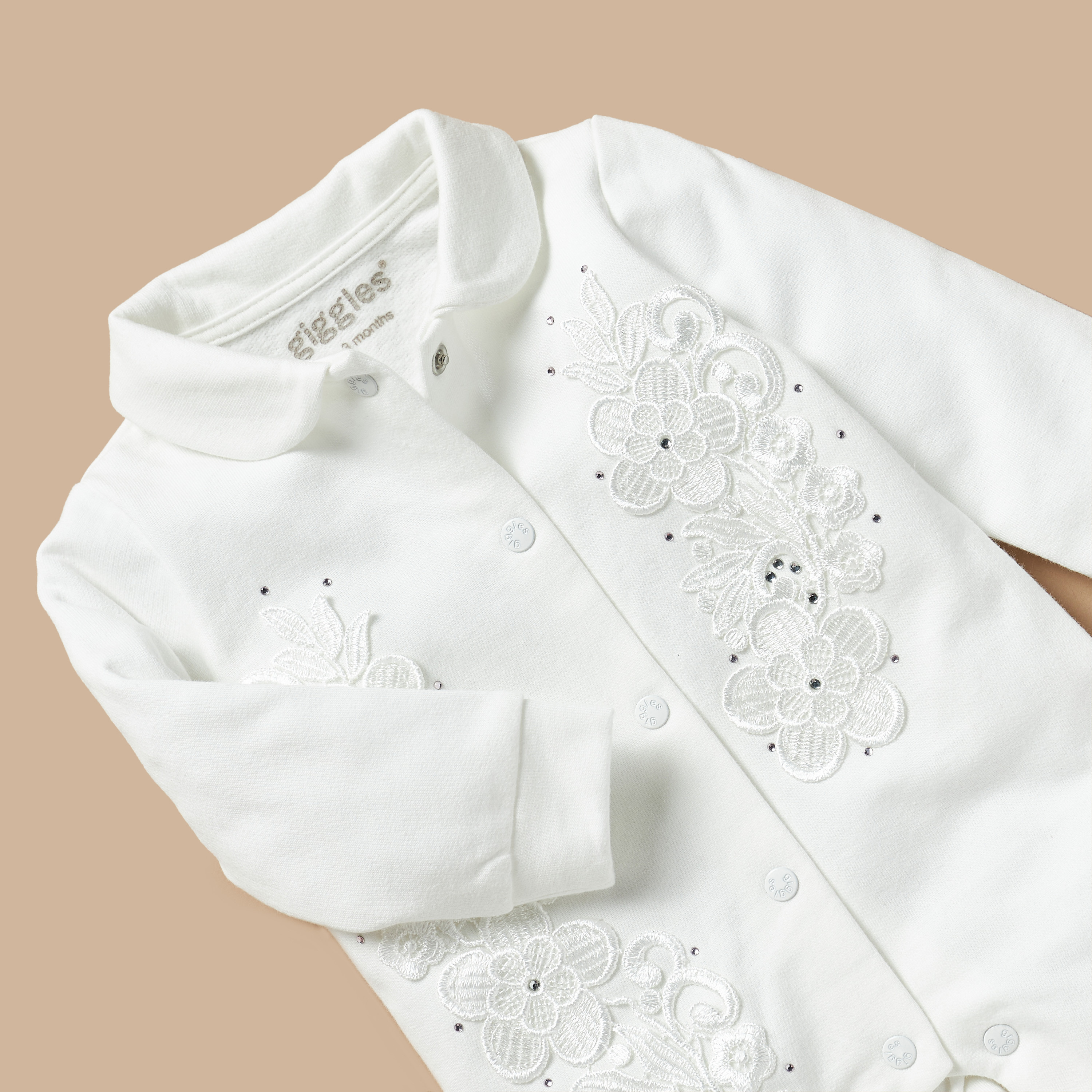 Giggles Floral Embroidery Sleepsuit with Collar and Long Sleeves-baby-girls-clothing-nightwear-sleepsuits-image-2