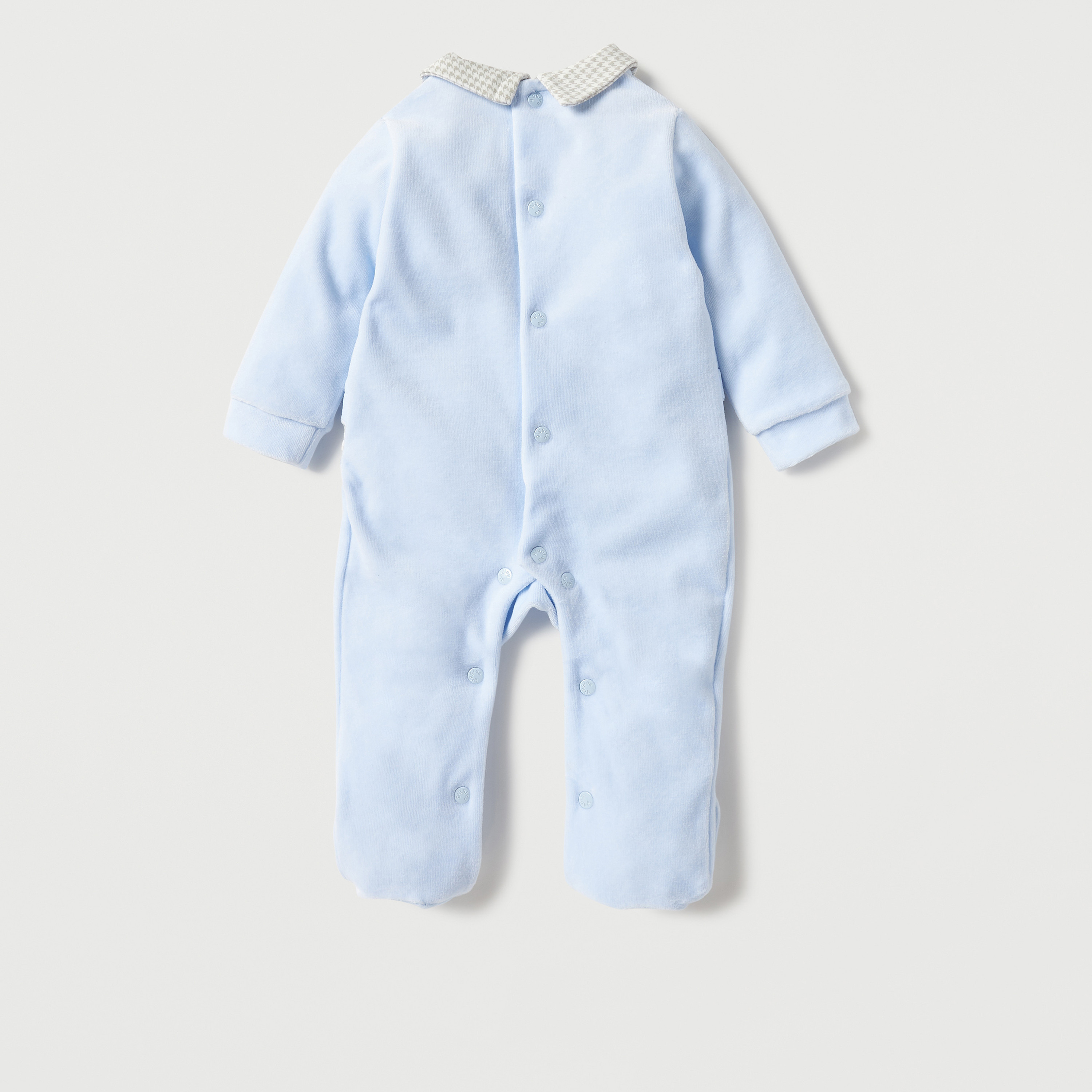 Giggles Teddy Bear Applique Sleepsuit with Long Sleeves and Button Closure-baby-boys-clothing-nightwear-sleepsuits-image-3