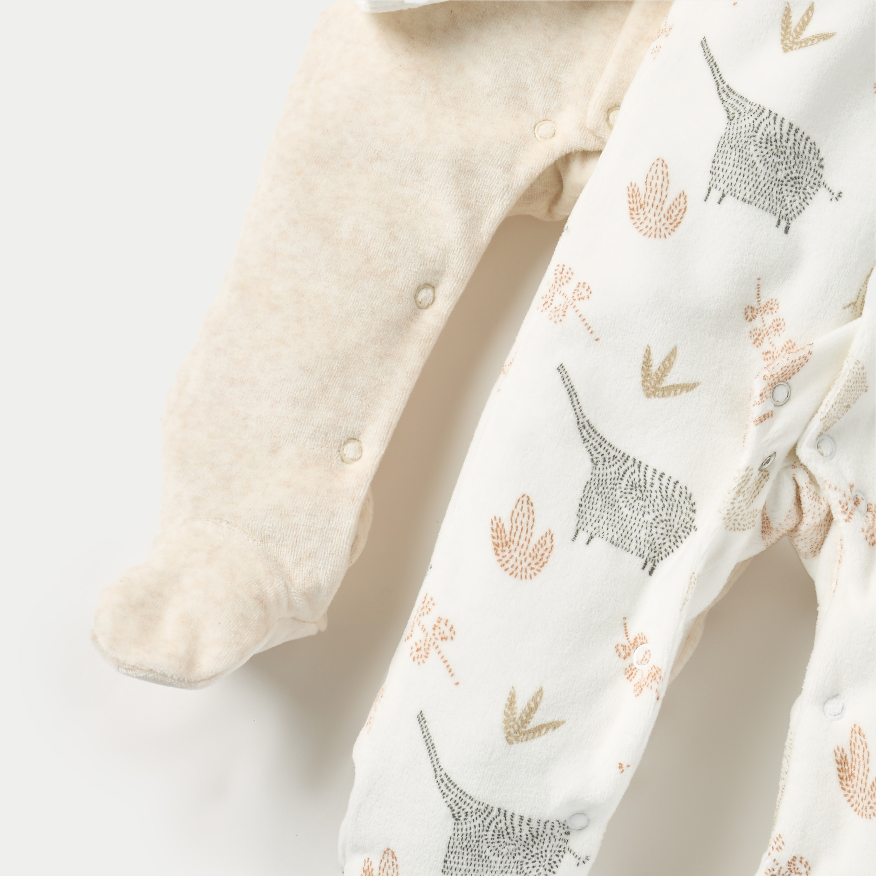 Juniors Elephant Print Velour Closed Feet Sleepsuit with Long Sleeves - Set of 2-baby-girls-clothing-nightwear-sleepsuits-image-5