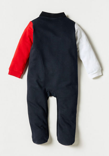 Giggles Colourblock Long Sleeves Sleepsuit with Collar and Button Closure