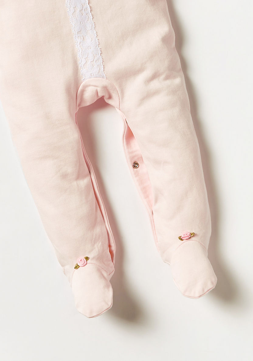 Giggles Lace Detail Closed Feet Sleepsuit with Collar and Long Sleeves-Sleepsuits-image-2