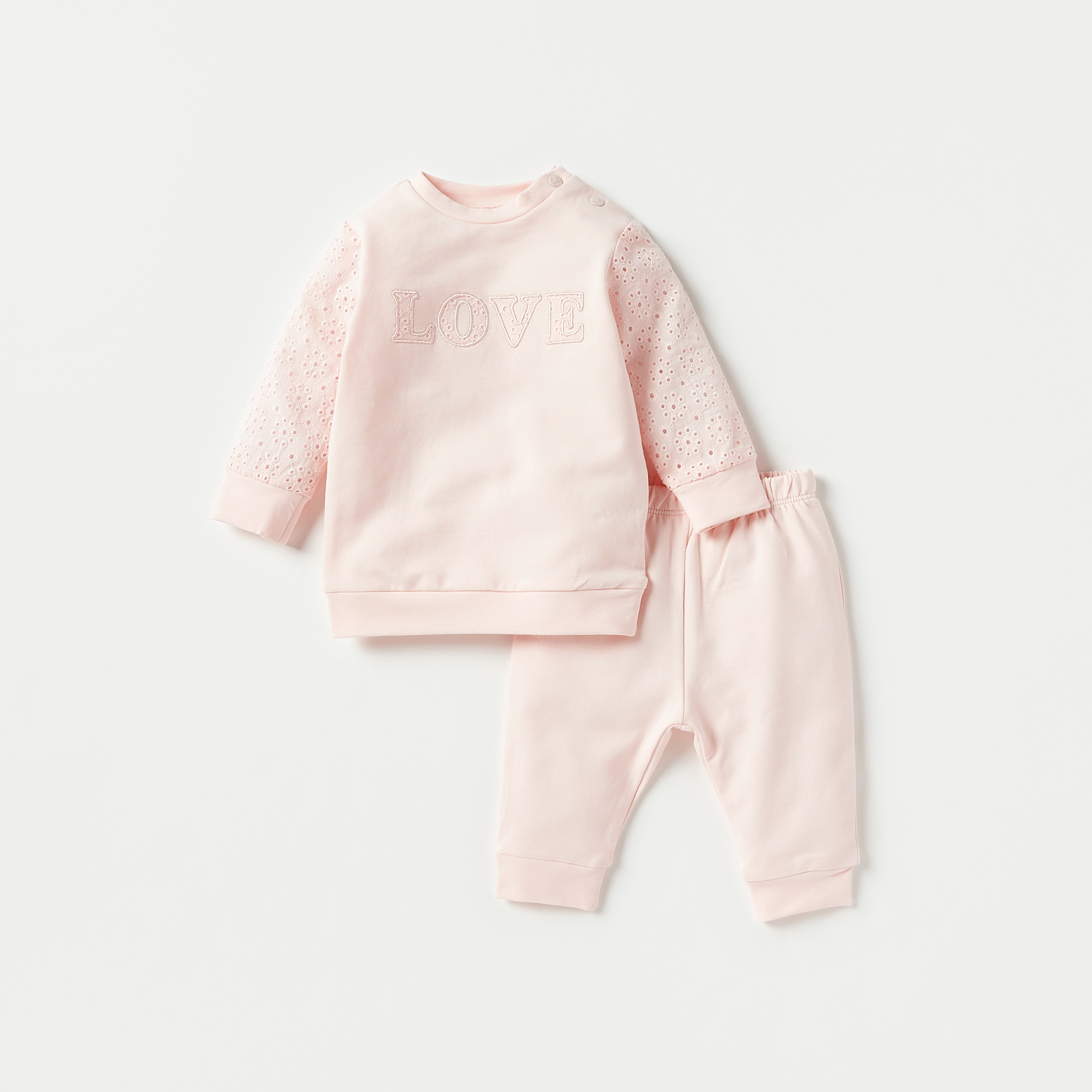 طقم بنطلون بيجاما وتيشيرت مطرز من جيجلز-baby-girls-clothing-nightwear-pyjamasets-image-1