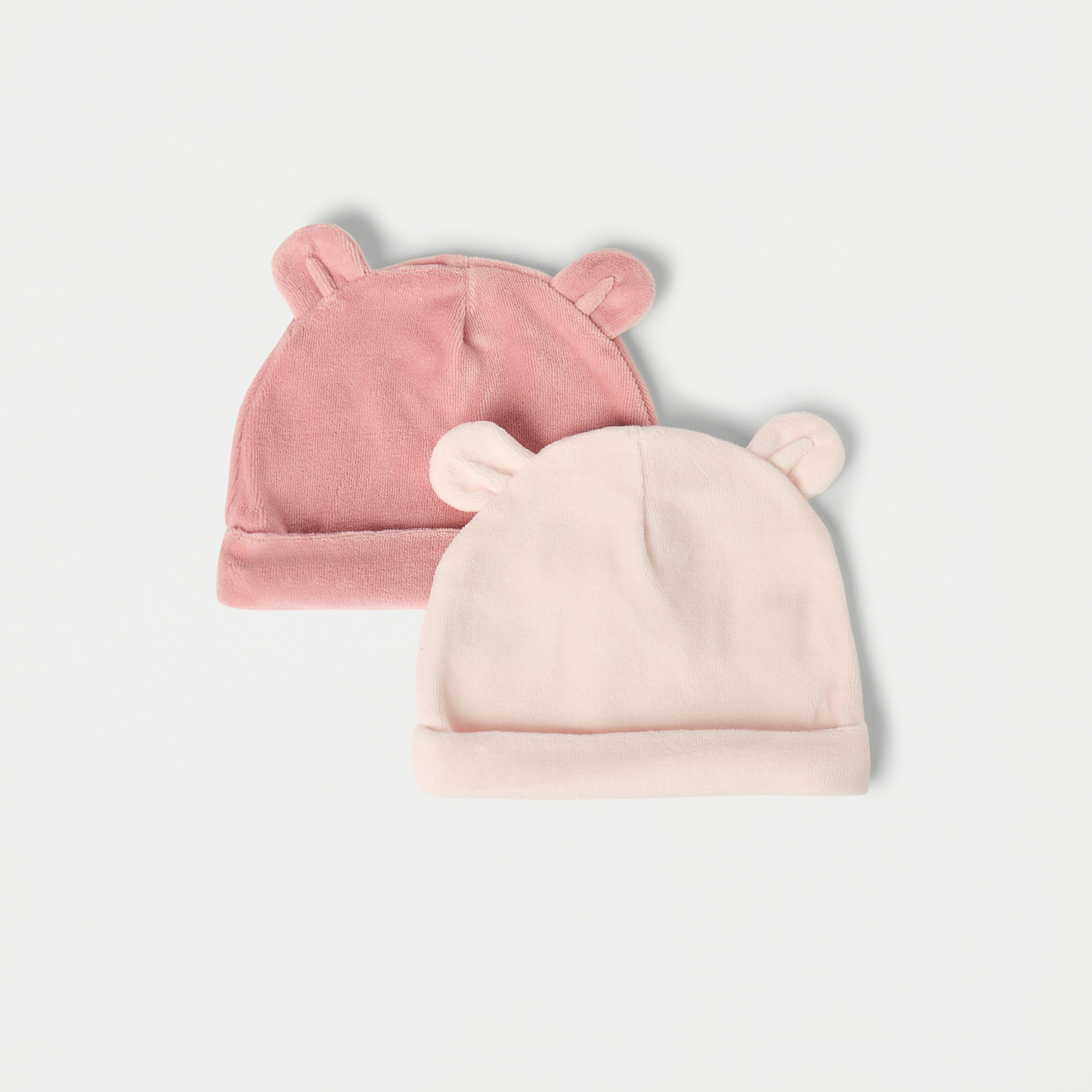 Juniors Ear Applique Velour Beanie Cap - Set of 2-baby-girls-accessories-caps-image-1