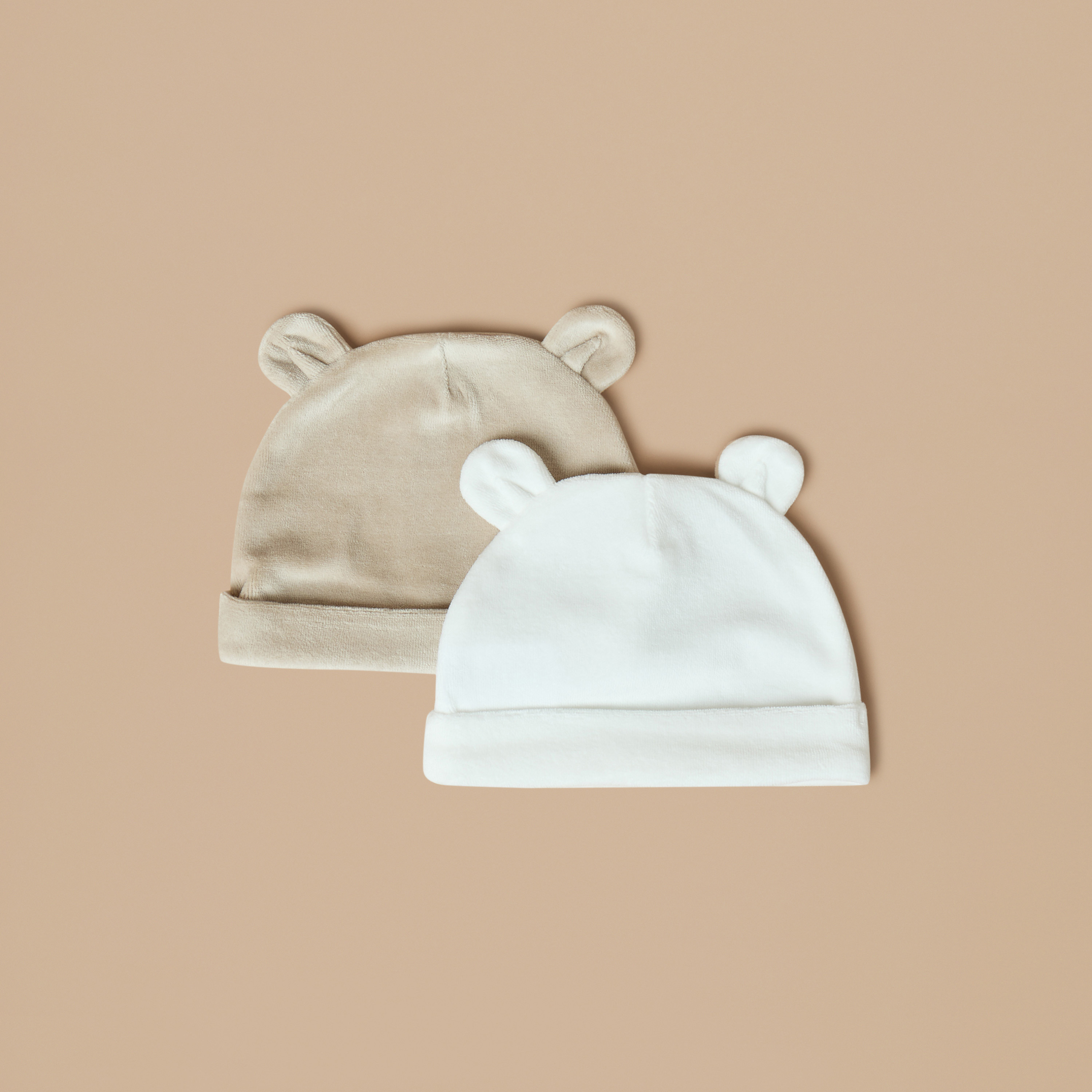 قبعة بيني مخملية بزخارف أذن جونيورز - مجموعة من قطعتين-baby-boys-accessories-caps-image-1