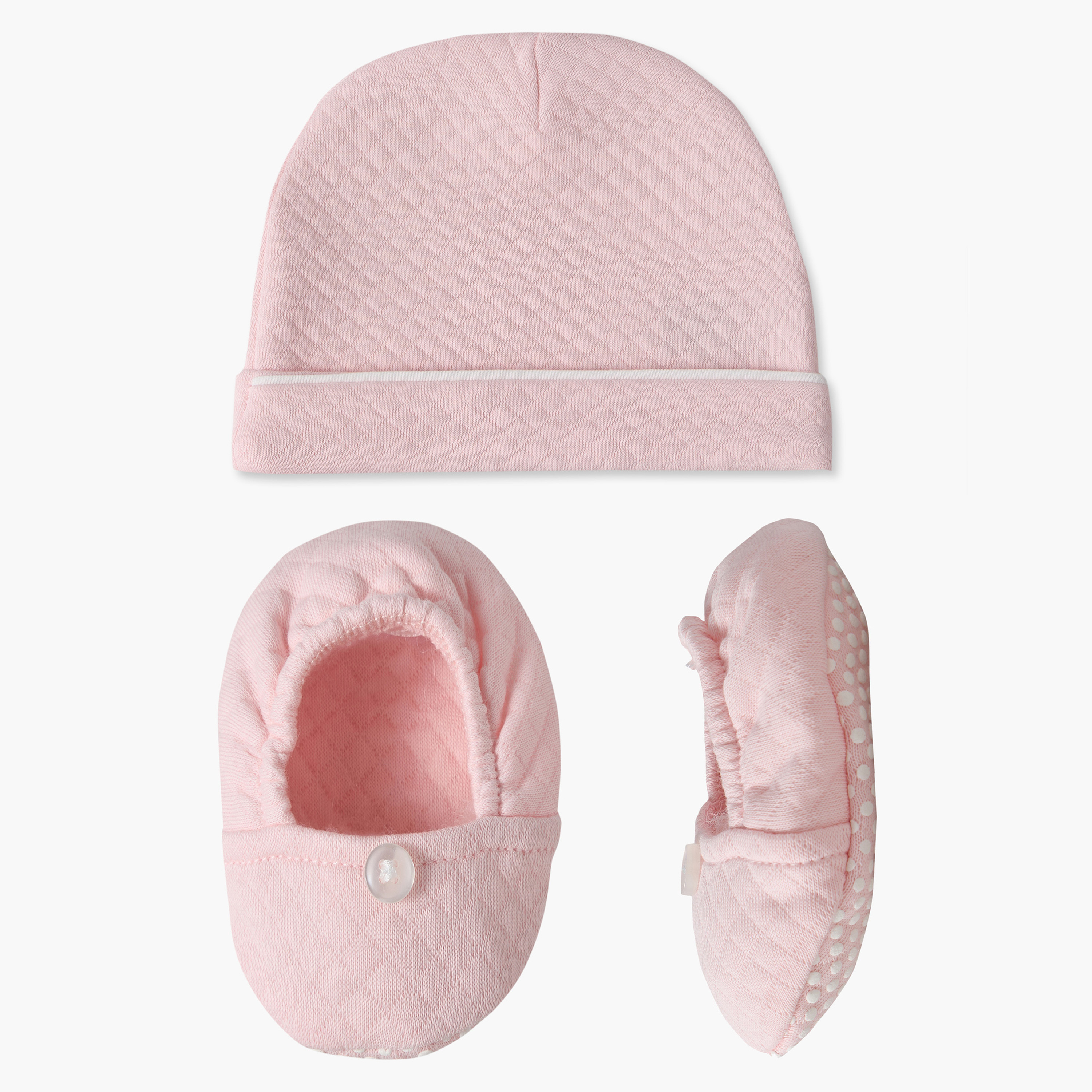 Giggles Quilted Cap with Booties-baby-girls-accessories-caps-image-1