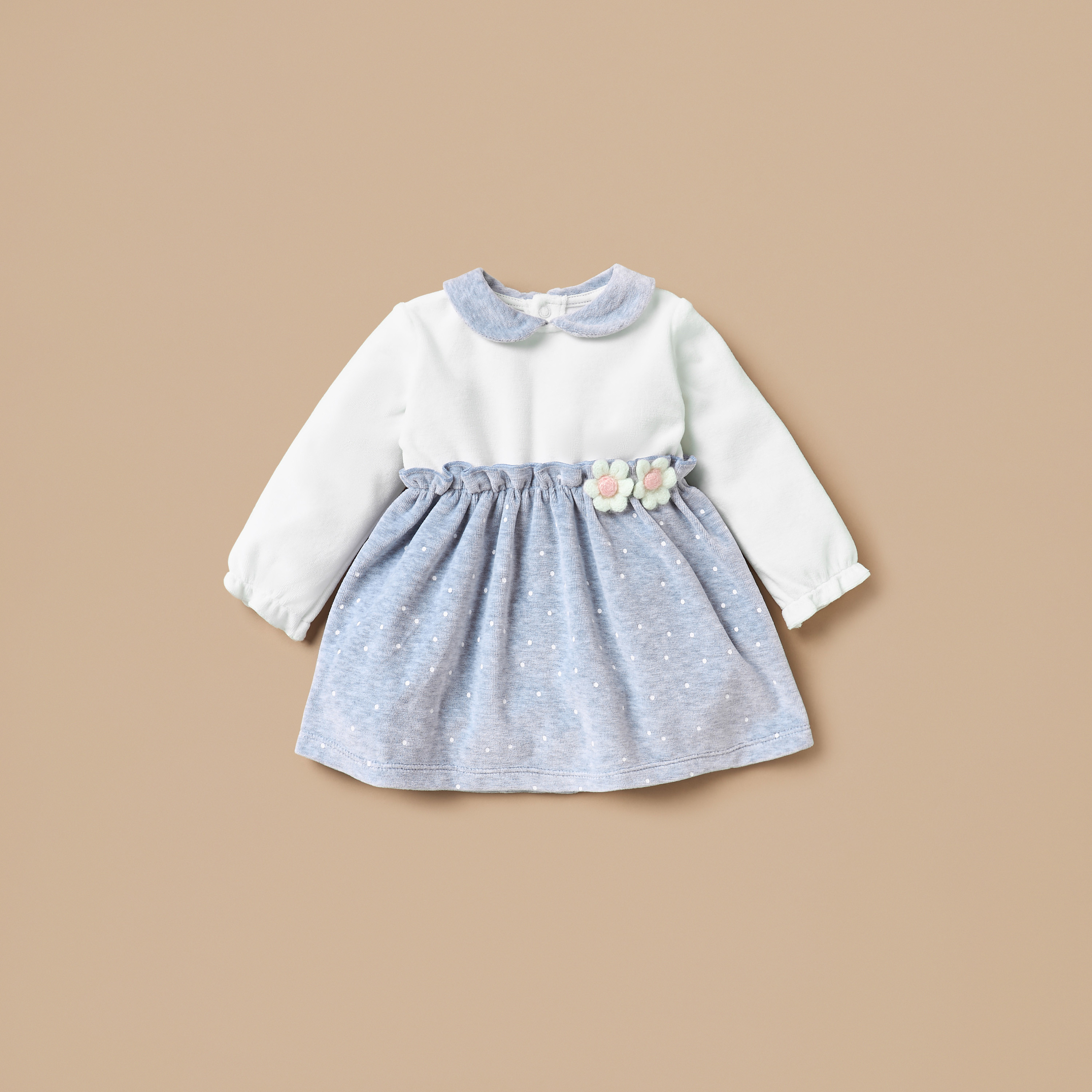 Giggles Floral Accent Collared A-line Dress with Stockings-baby-girls-clothing-dressesandjumpsuits-image-2