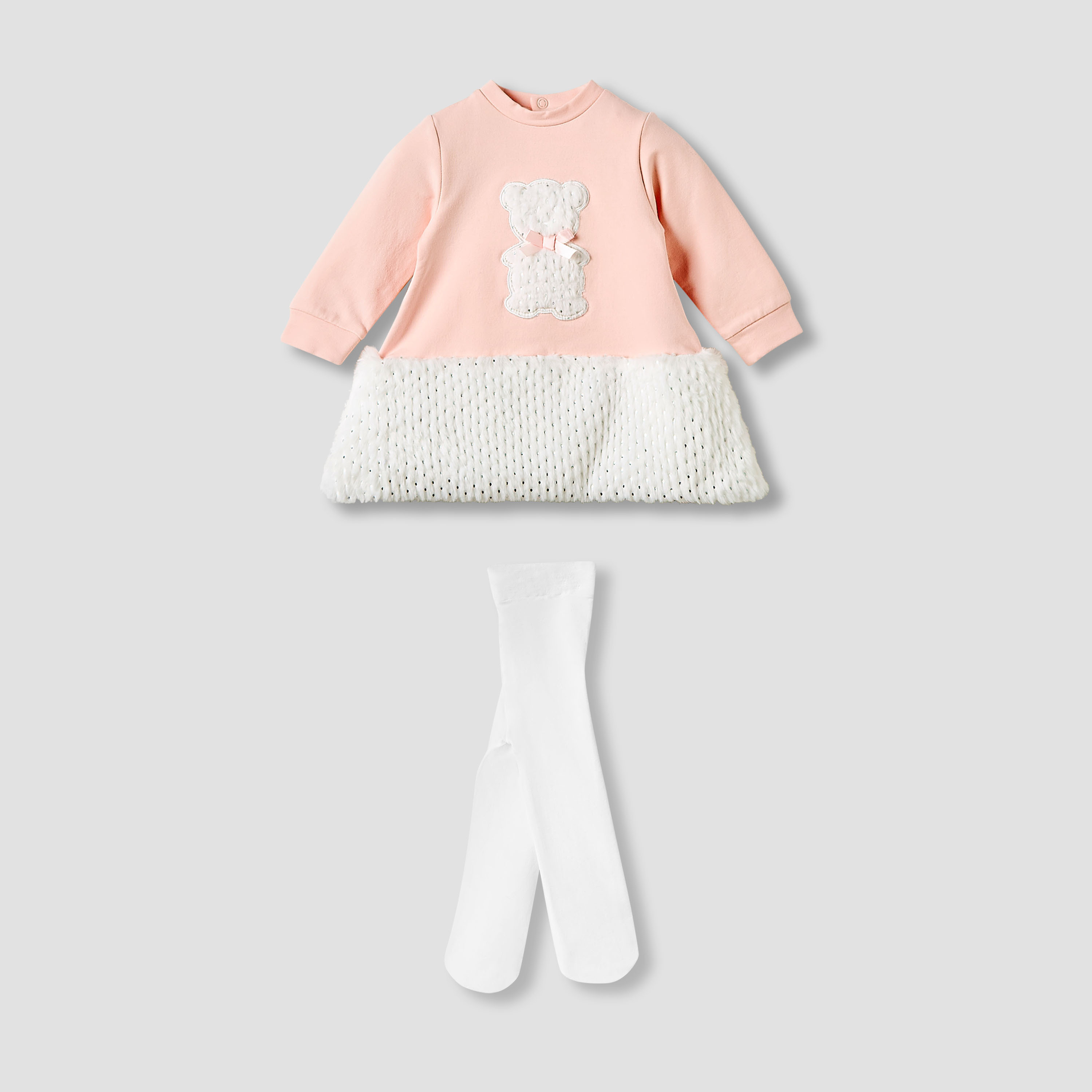 فستان بأكمام طويلة وياقة مستديرة وجوارب كولون للبنات من جيجلز-baby-girls-clothing-setsandcoords-image-1