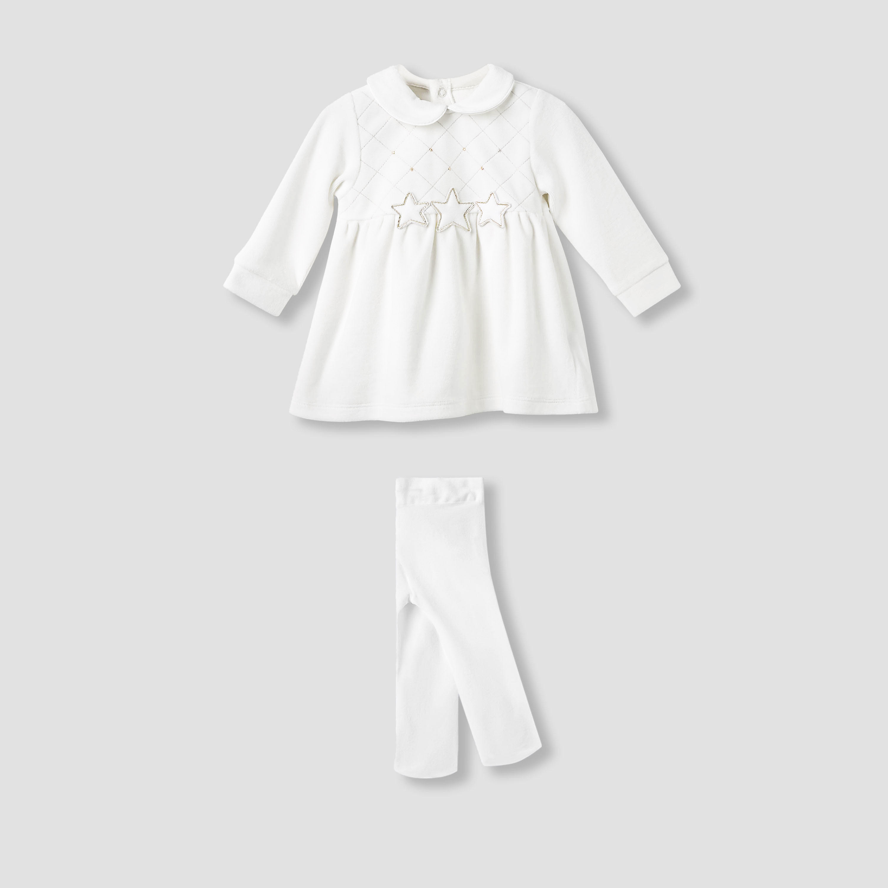 Giggles Girls Dress with Stockings - Long Sleeves - Peter Pan Collar-baby-girls-clothing-setsandcoords-image-1