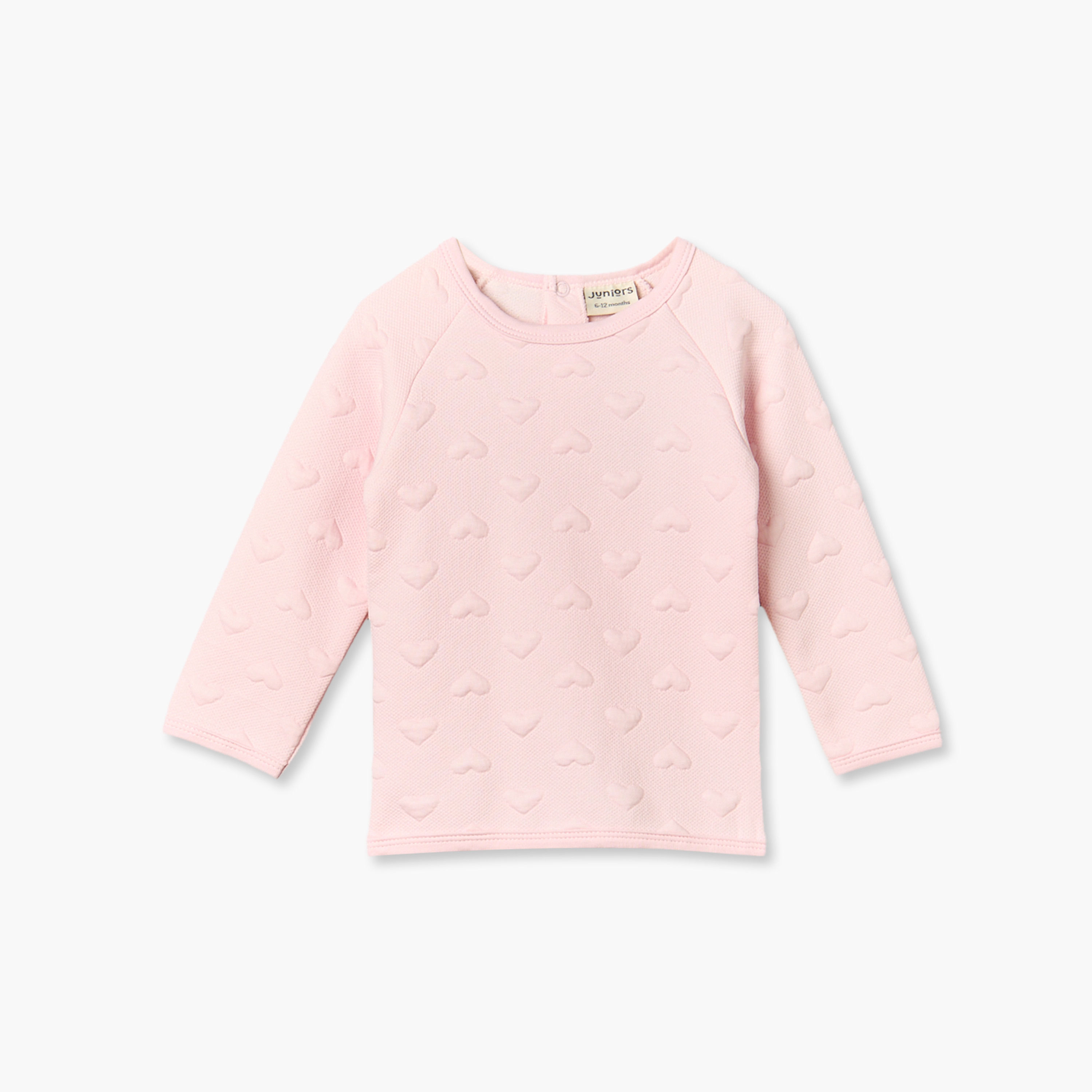 Juniors Cotton Crew Neck Long Sleeves Pyjama Set with Heart Texture-baby-girls-clothing-nightwear-pyjamasets-image-3