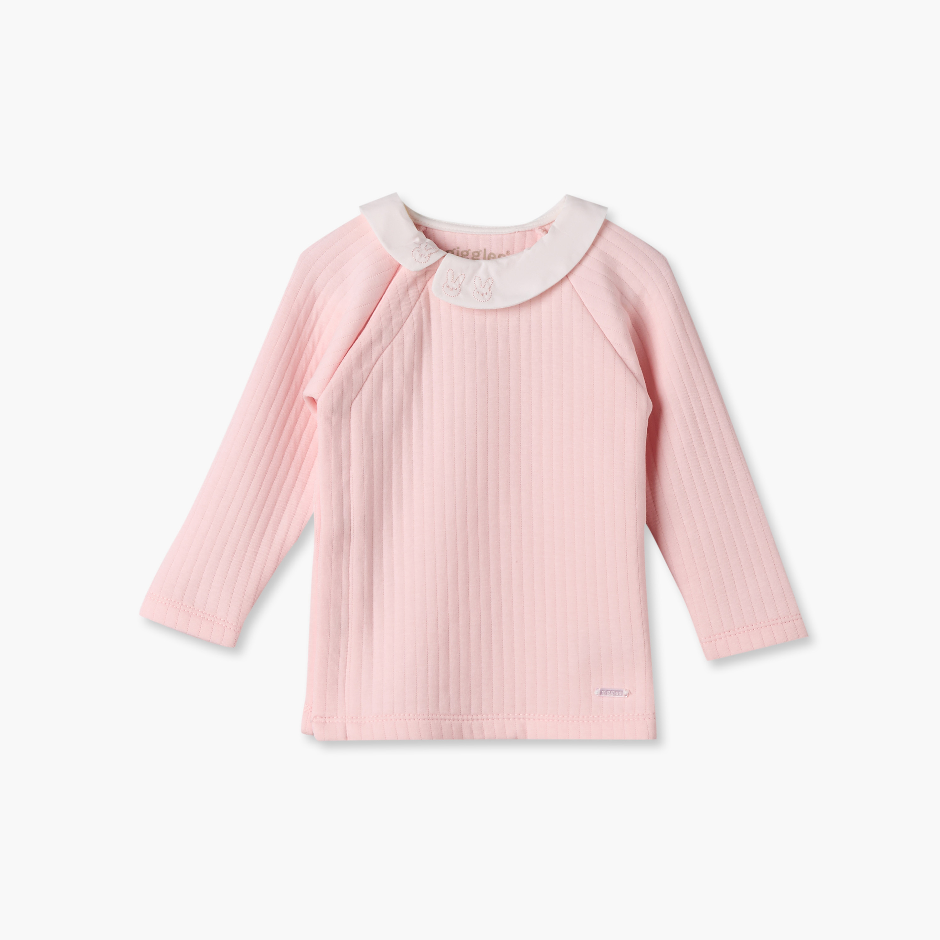 Giggles Collared Long Sleeves Pyjama Set with Ribbed Texture-baby-girls-clothing-nightwear-pyjamasets-image-3