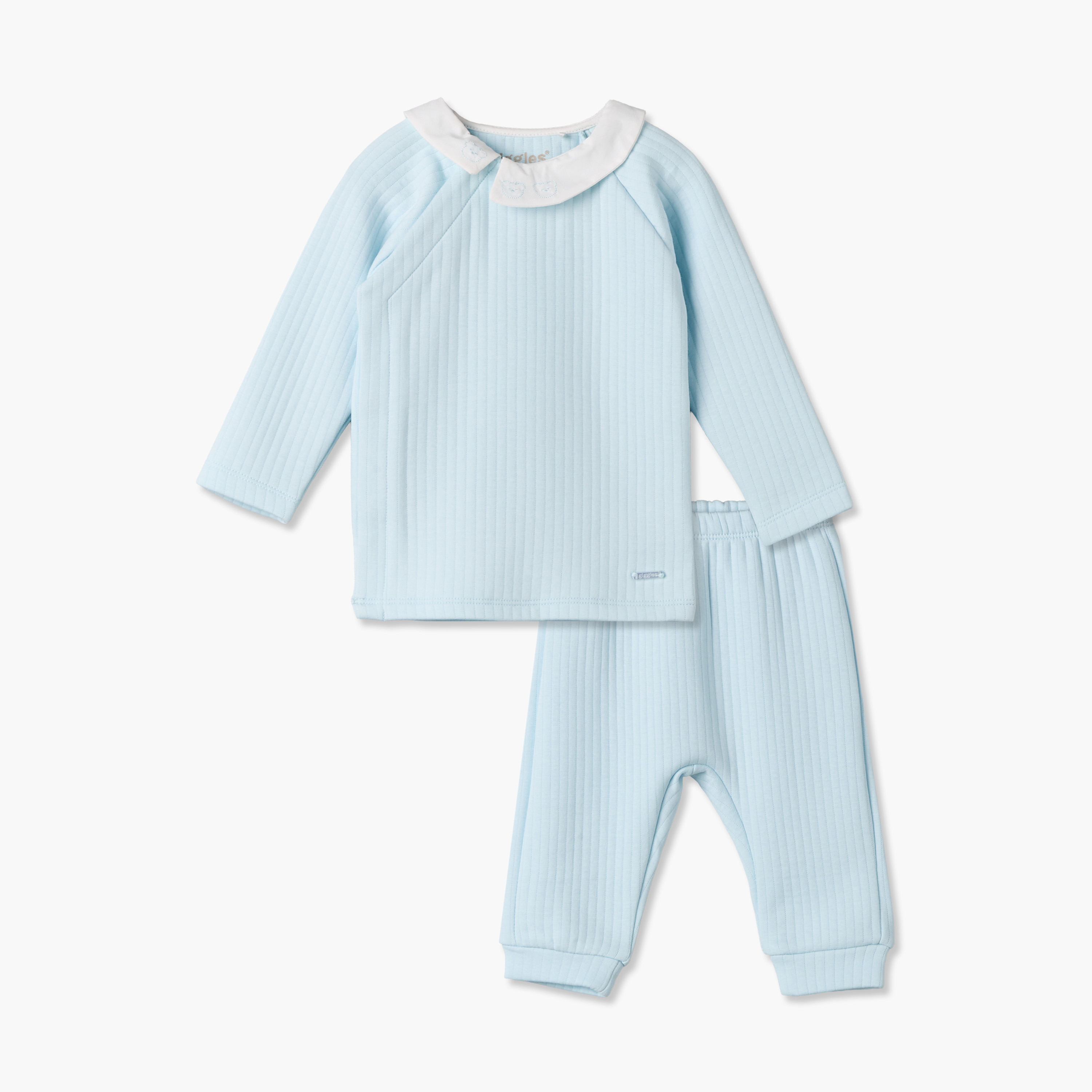 Giggles Collared Long Sleeves Pyjama Set with Ribbed Texture-baby-boys-clothing-nightwear-pyjamasets-image-2