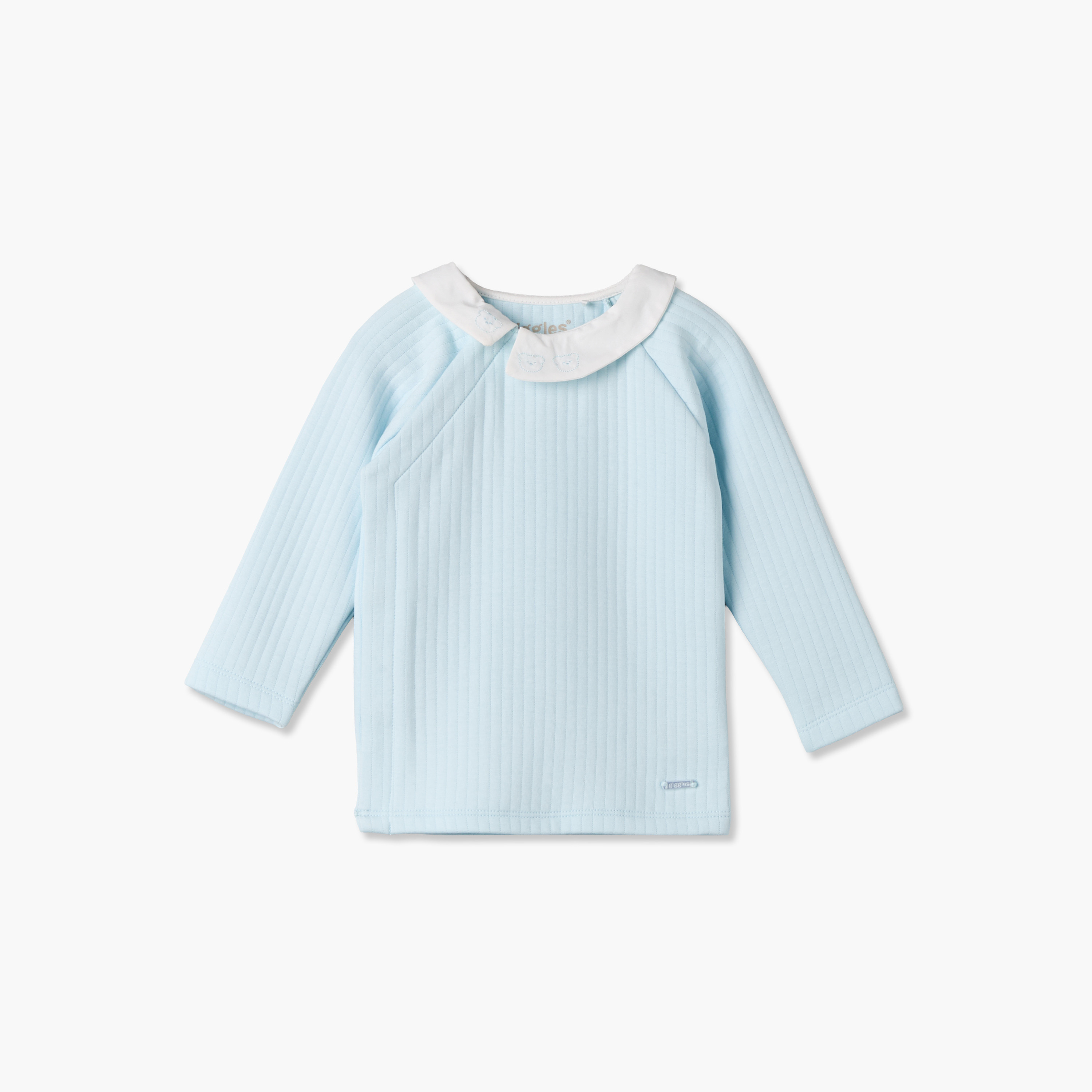 Giggles Collared Long Sleeves Pyjama Set with Ribbed Texture-baby-boys-clothing-nightwear-pyjamasets-image-3