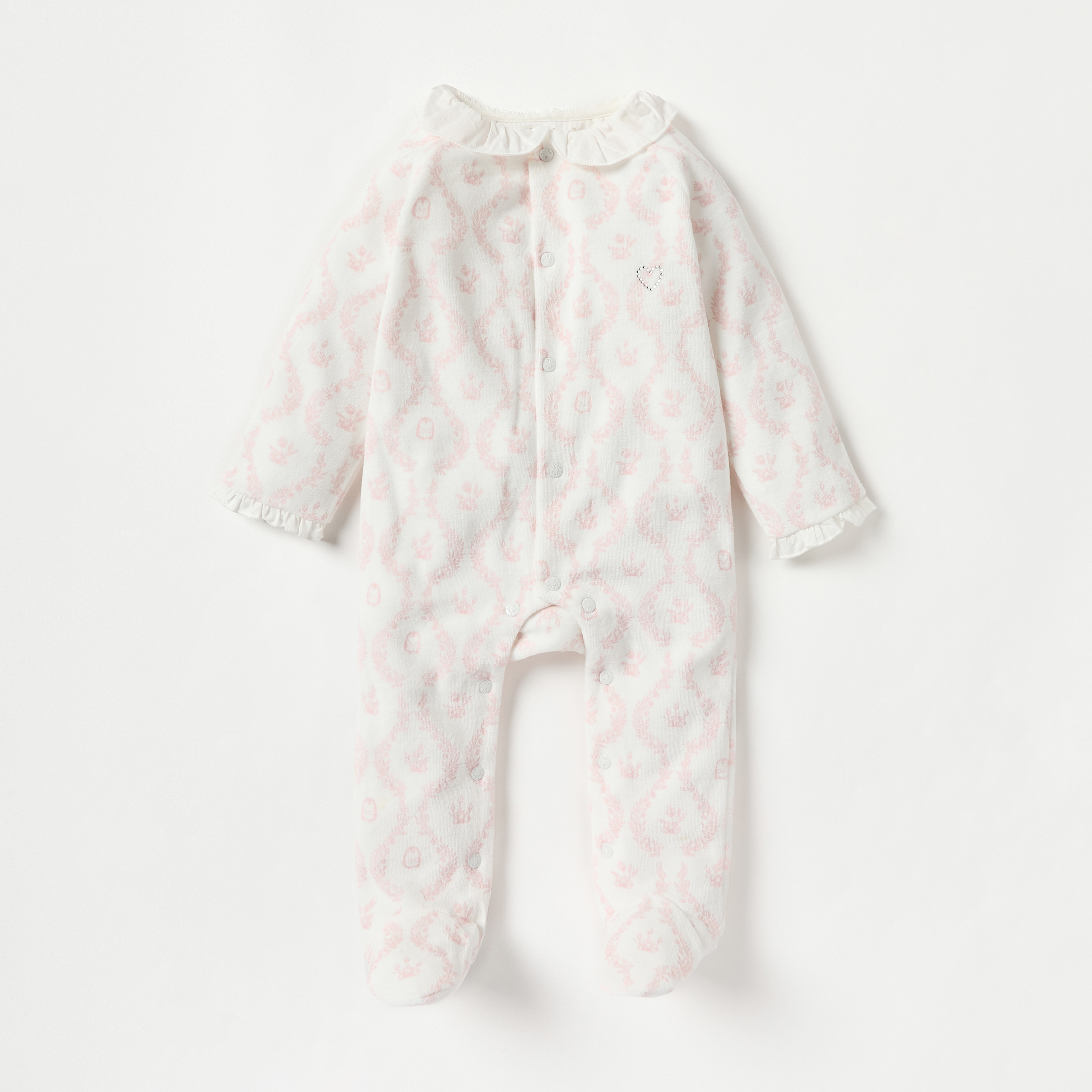 Giggles Floral Print Closed Feet Sleepsuit with Button Closure-baby-girls-clothing-nightwear-sleepsuits-image-1