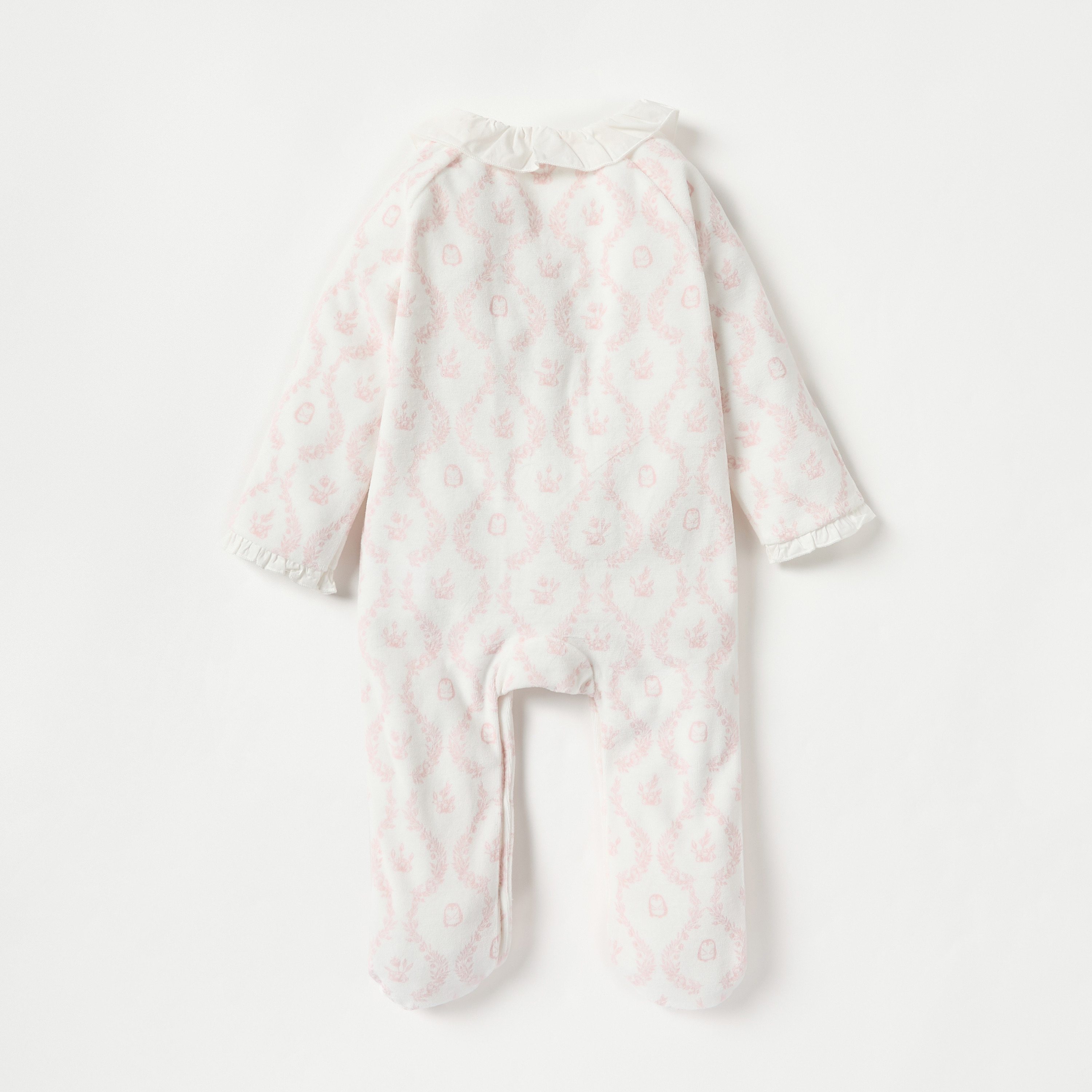 Giggles Floral Print Closed Feet Sleepsuit with Button Closure-baby-girls-clothing-nightwear-sleepsuits-image-2