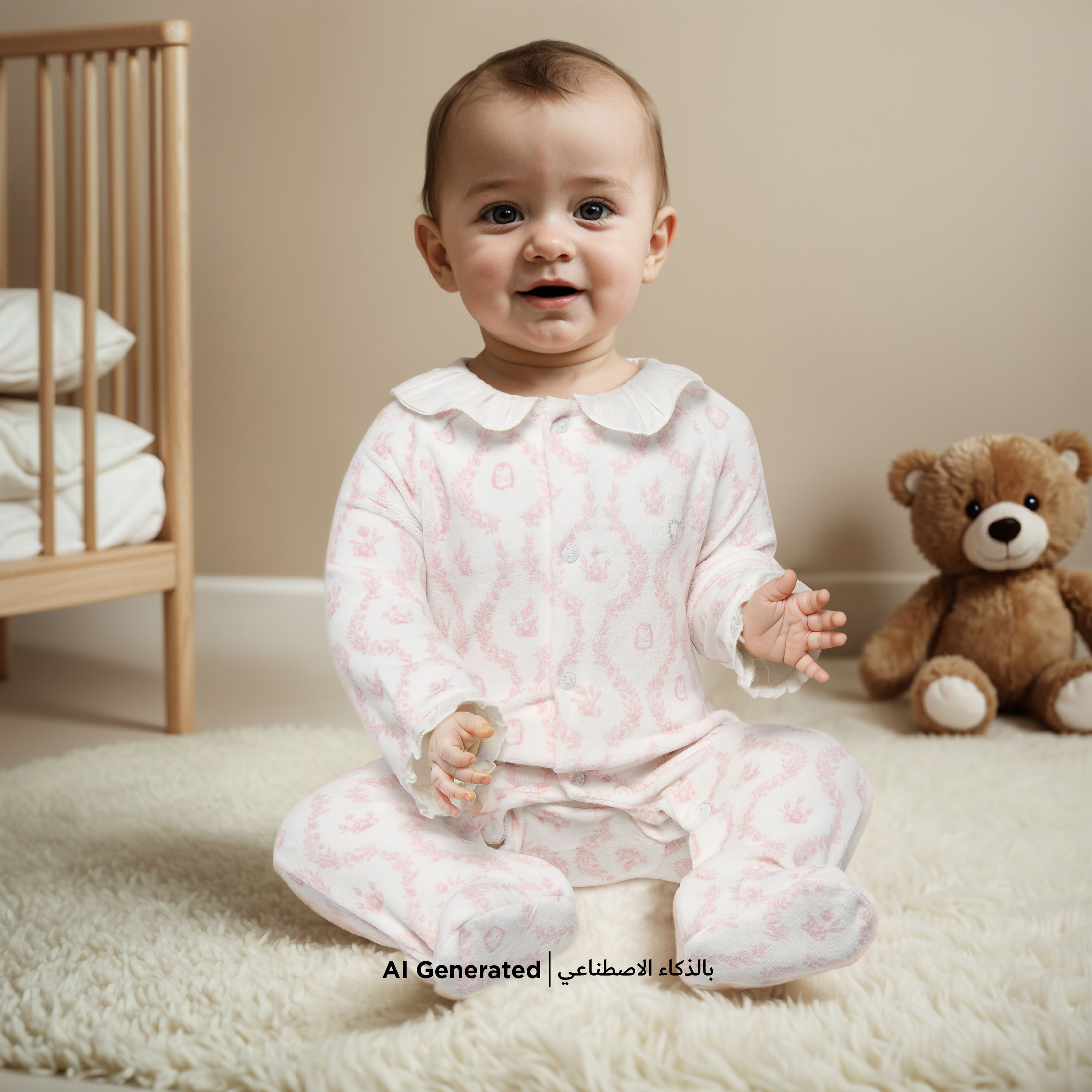 Giggles Floral Print Closed Feet Sleepsuit with Button Closure-baby-girls-clothing-nightwear-sleepsuits-image-5