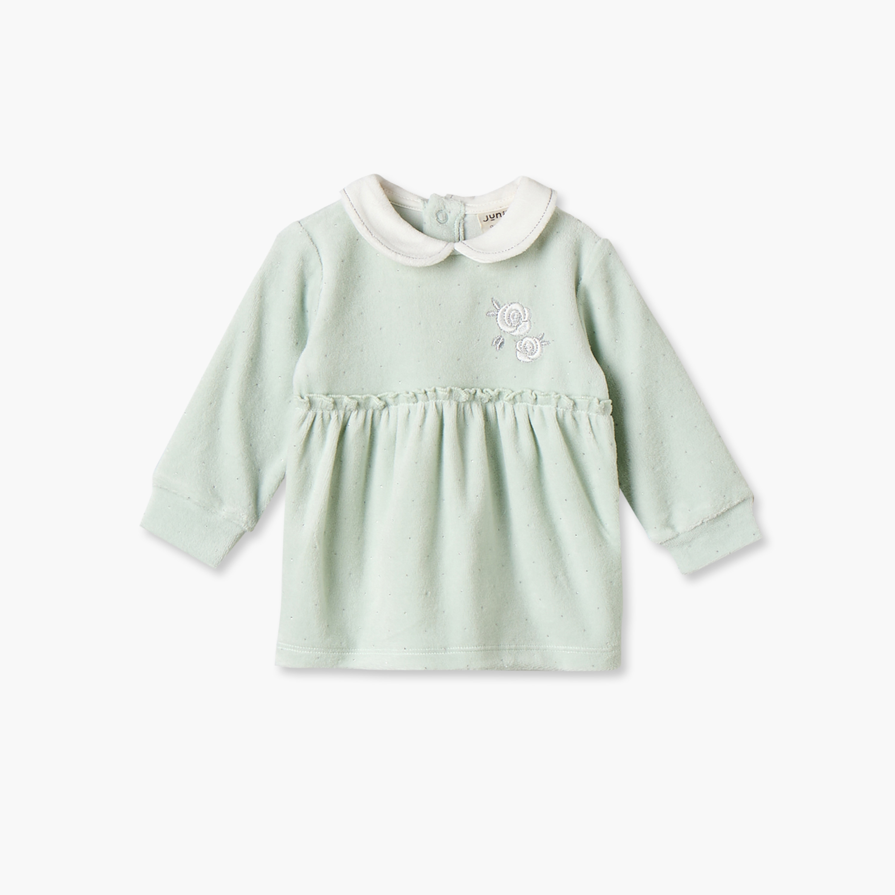 Juniors Peter Pan Collar Long Sleeves Pyjama Set with Floral Embroidery-baby-girls-clothing-nightwear-pyjamasets-image-2