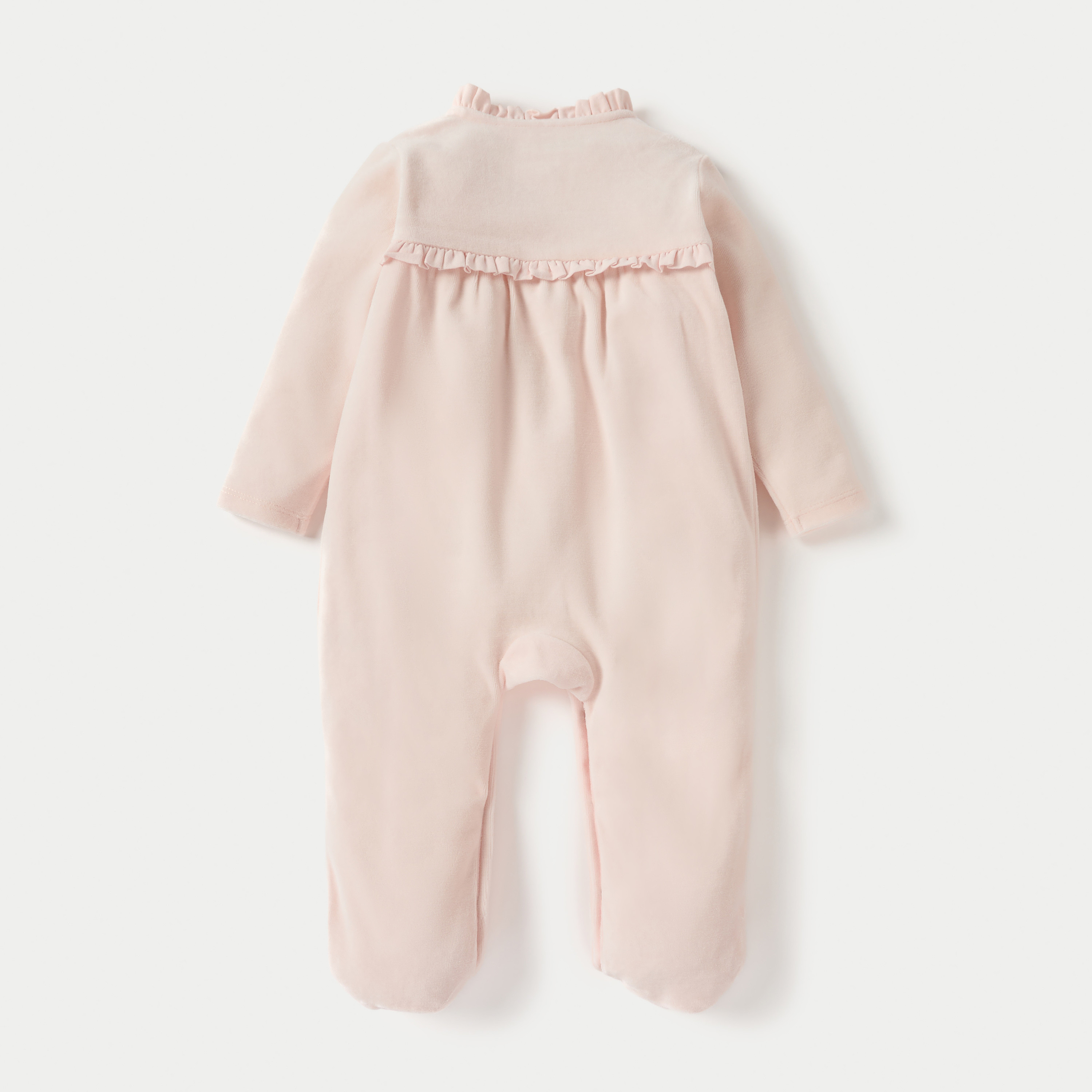 Giggles Embellished Closed Feet Sleepsuit with Bow and Ruffle Detail-baby-girls-clothing-nightwear-sleepsuits-image-2
