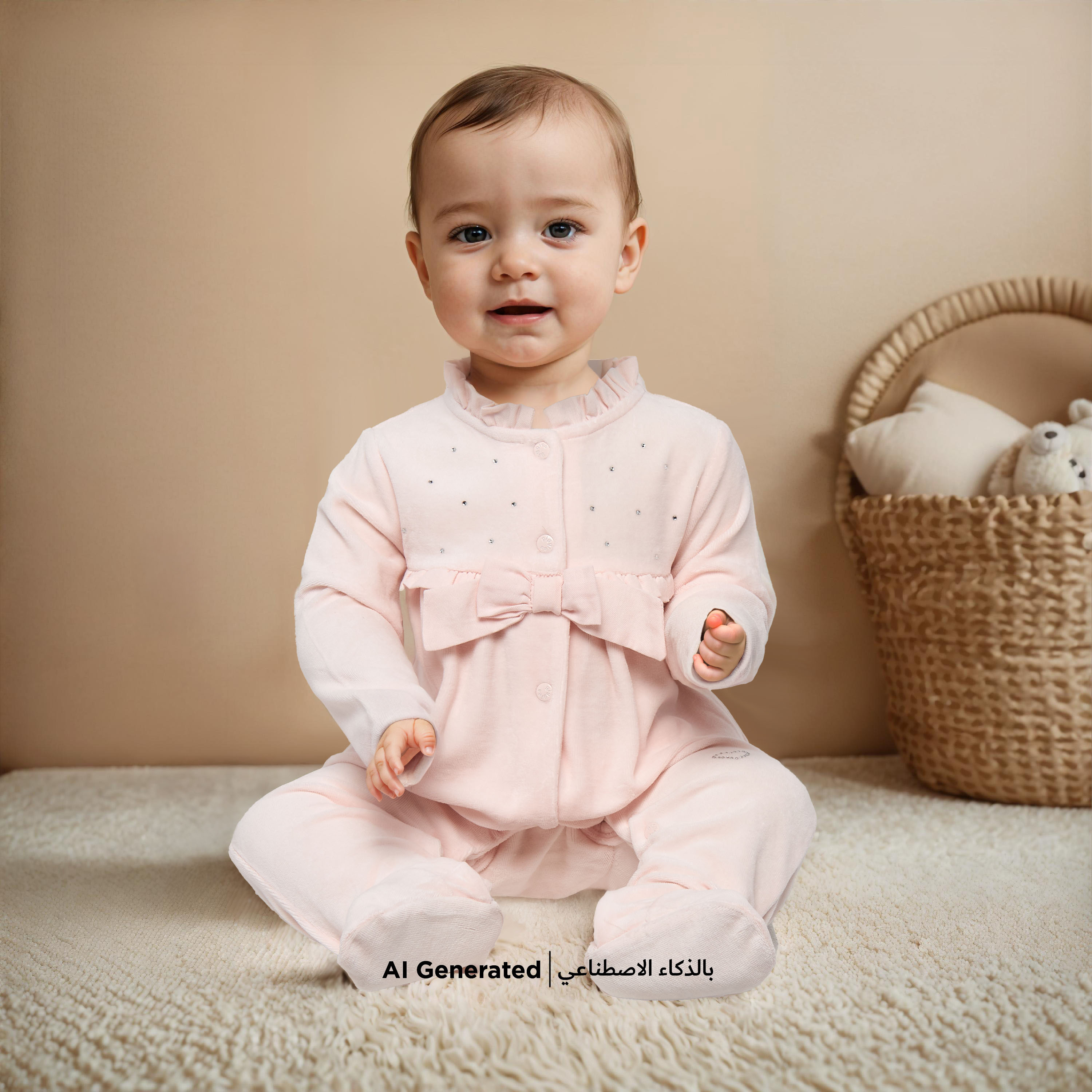 Giggles Embellished Closed Feet Sleepsuit with Bow and Ruffle Detail-baby-girls-clothing-nightwear-sleepsuits-image-5