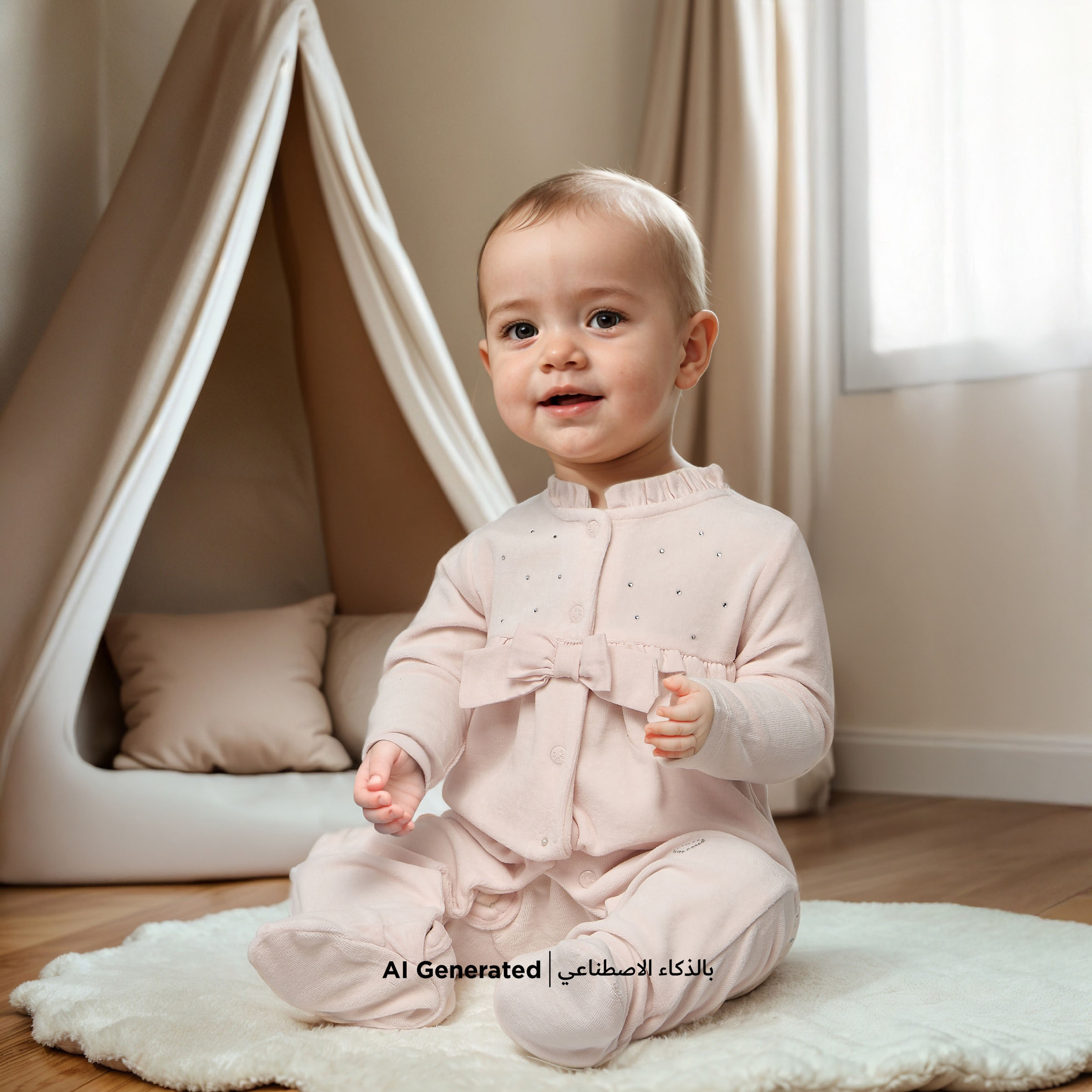 Giggles Embellished Closed Feet Sleepsuit with Bow and Ruffle Detail-baby-girls-clothing-nightwear-sleepsuits-image-6