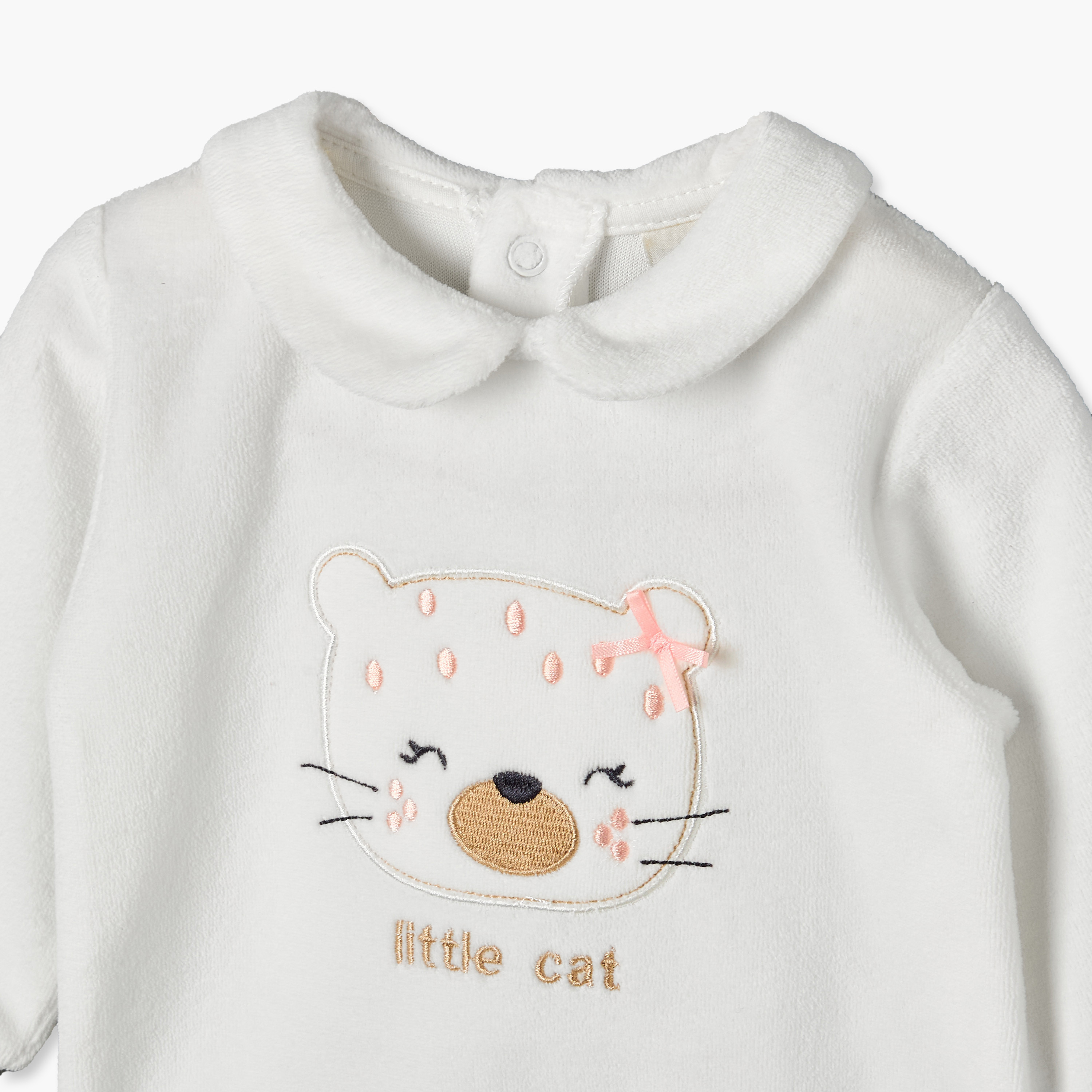 Juniors Peter Pan Collar Long Sleeves Pyjama Set with Cat Embroidery-baby-girls-clothing-nightwear-pyjamasets-image-6