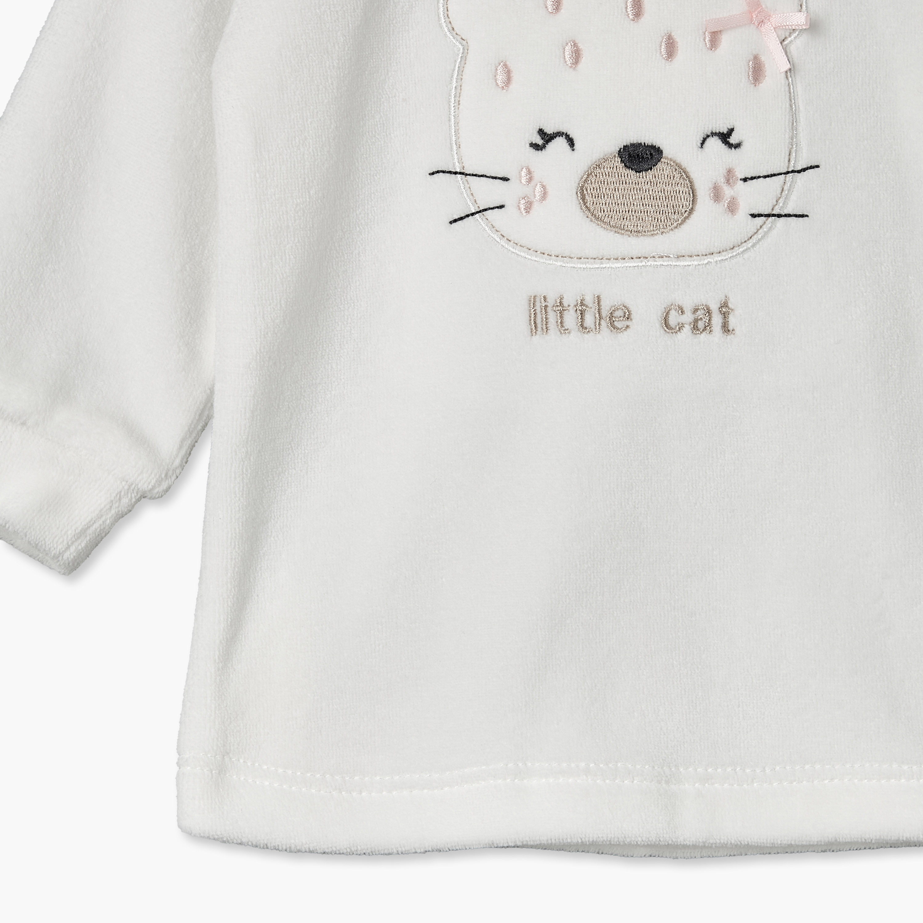Juniors Peter Pan Collar Long Sleeves Pyjama Set with Cat Embroidery-baby-girls-clothing-nightwear-pyjamasets-image-7