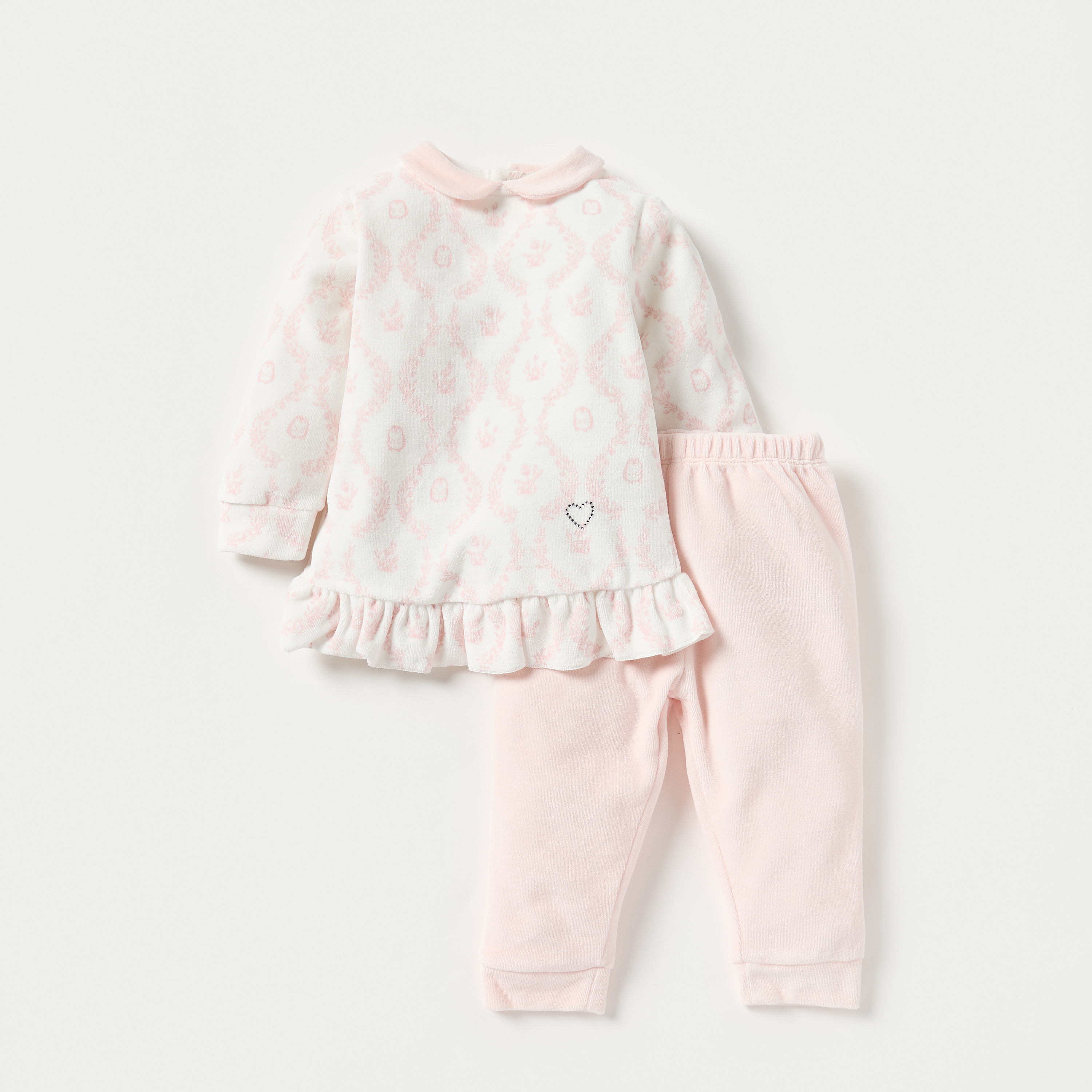 Giggles Floral Print Long Sleeves T-shirt and Pyjama Set-baby-girls-clothing-nightwear-pyjamasets-image-1