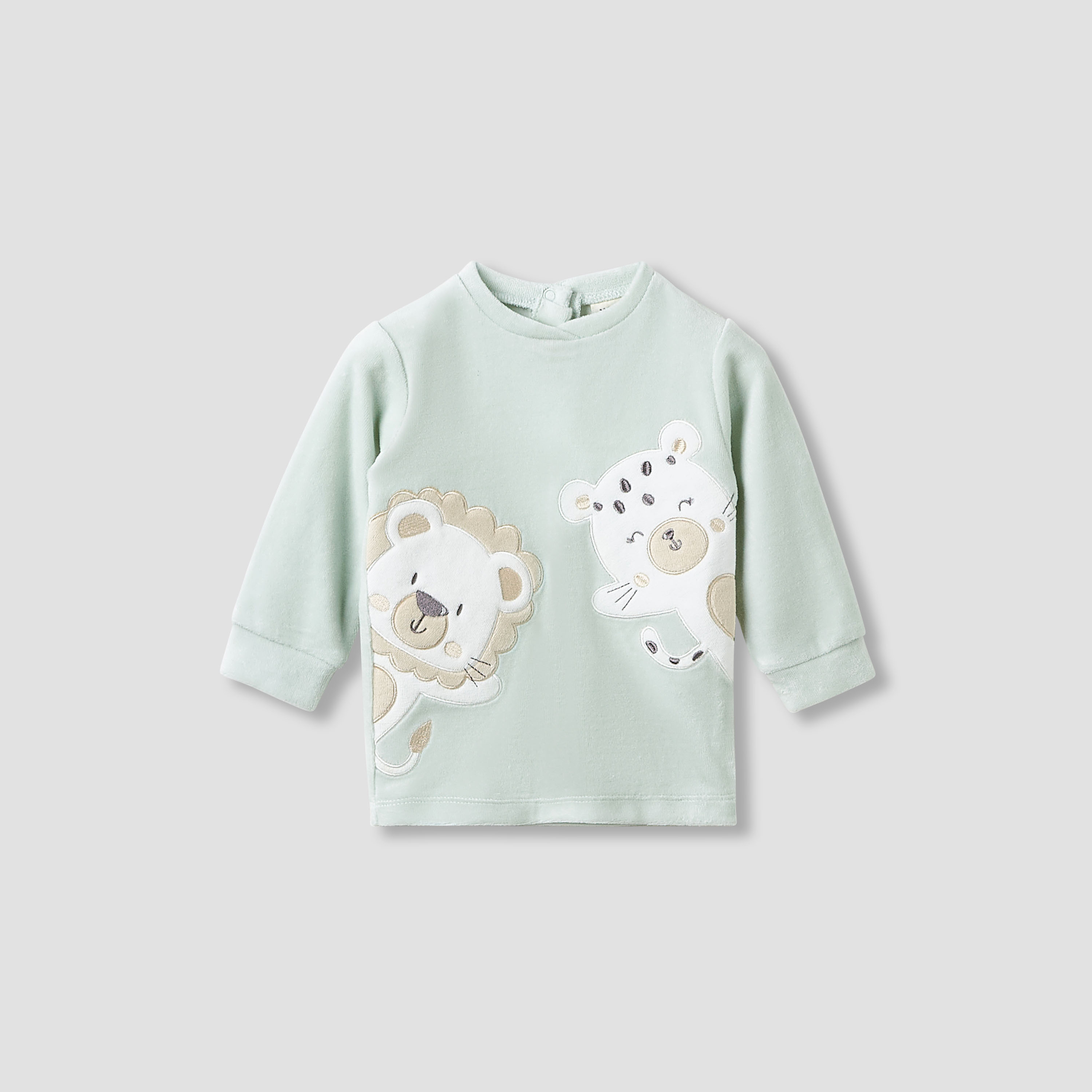 Juniors Pyjama Set with Animal Applique - Long Sleeves - Crew Neck-baby-boys-clothing-winterwear-setsandcoords-image-2