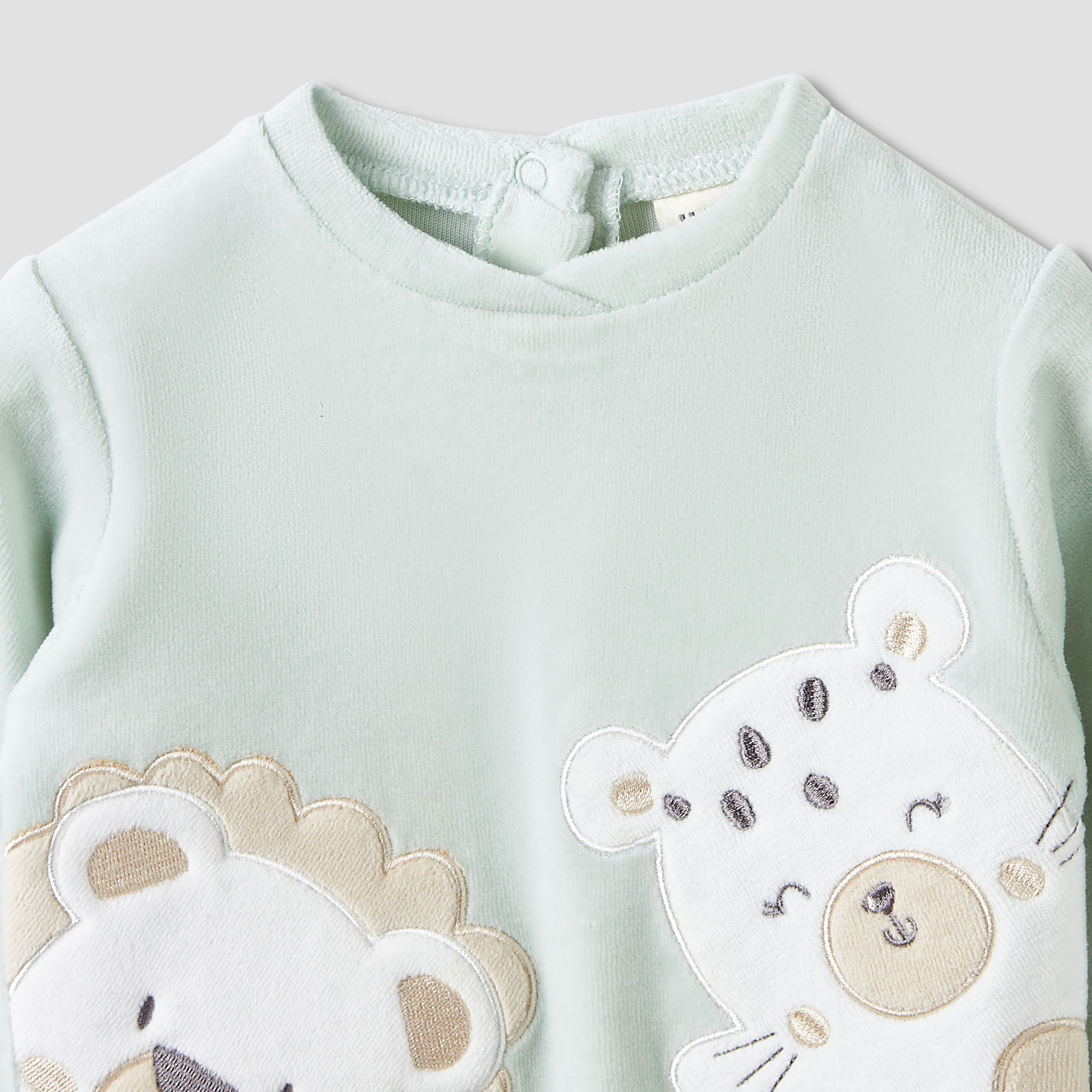 Juniors Pyjama Set with Animal Applique - Long Sleeves - Crew Neck-baby-boys-clothing-winterwear-setsandcoords-image-4