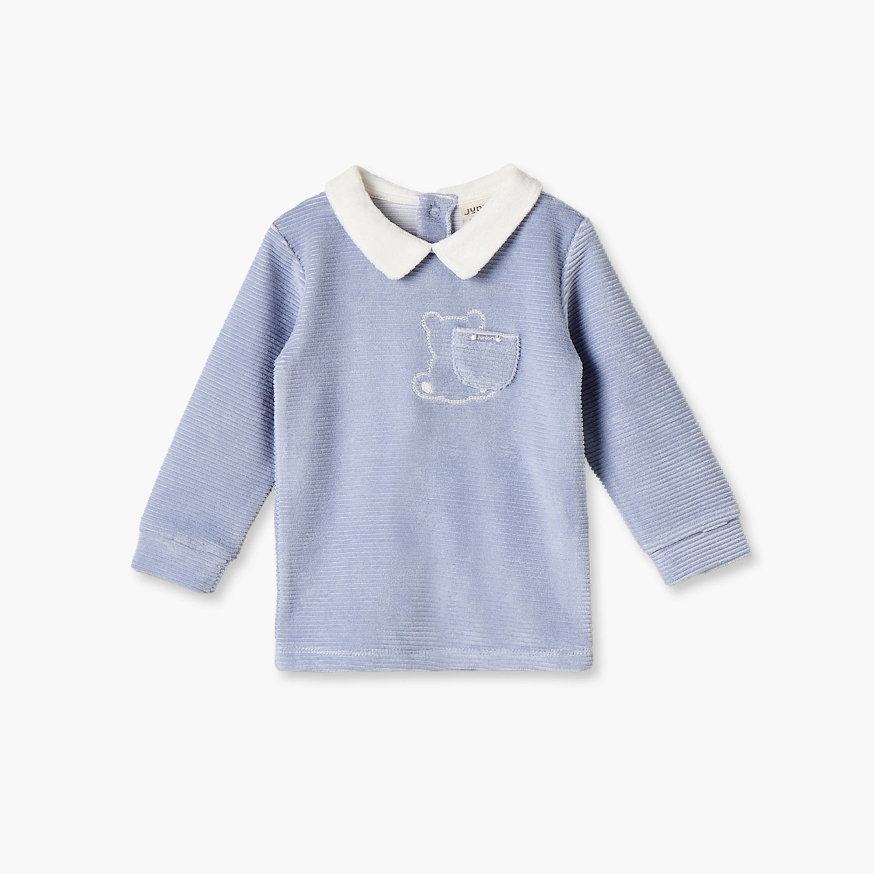 طقم بيجاما بياقة وأكمام طويلة وتطريزات دب من جيجلز-baby-boys-clothing-nightwear-pyjamasets-image-2