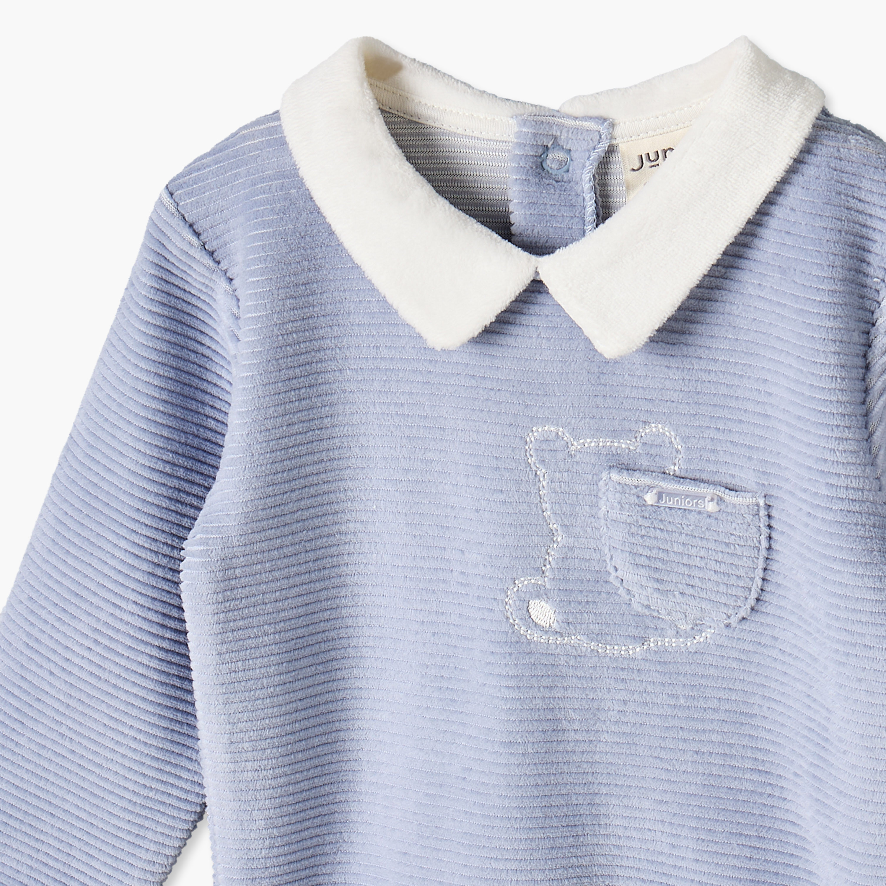 طقم بيجاما بياقة وأكمام طويلة وتطريزات دب من جيجلز-baby-boys-clothing-nightwear-pyjamasets-image-6