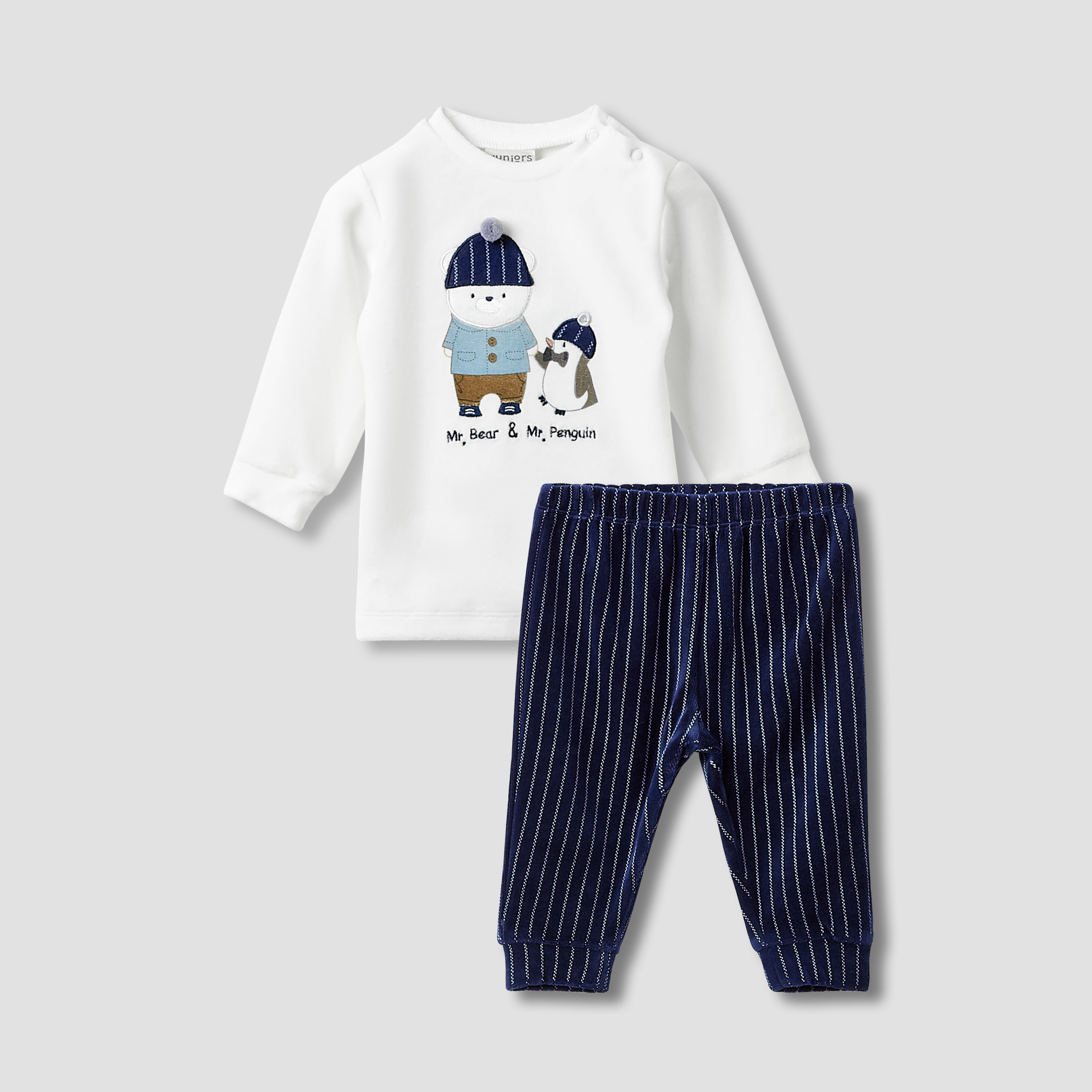 طقم بيجاما بياقة ضيقة وأكمام طويلة وزخارف دب من جونيورز-baby-boys-clothing-winterwear-setsandcoords-image-8