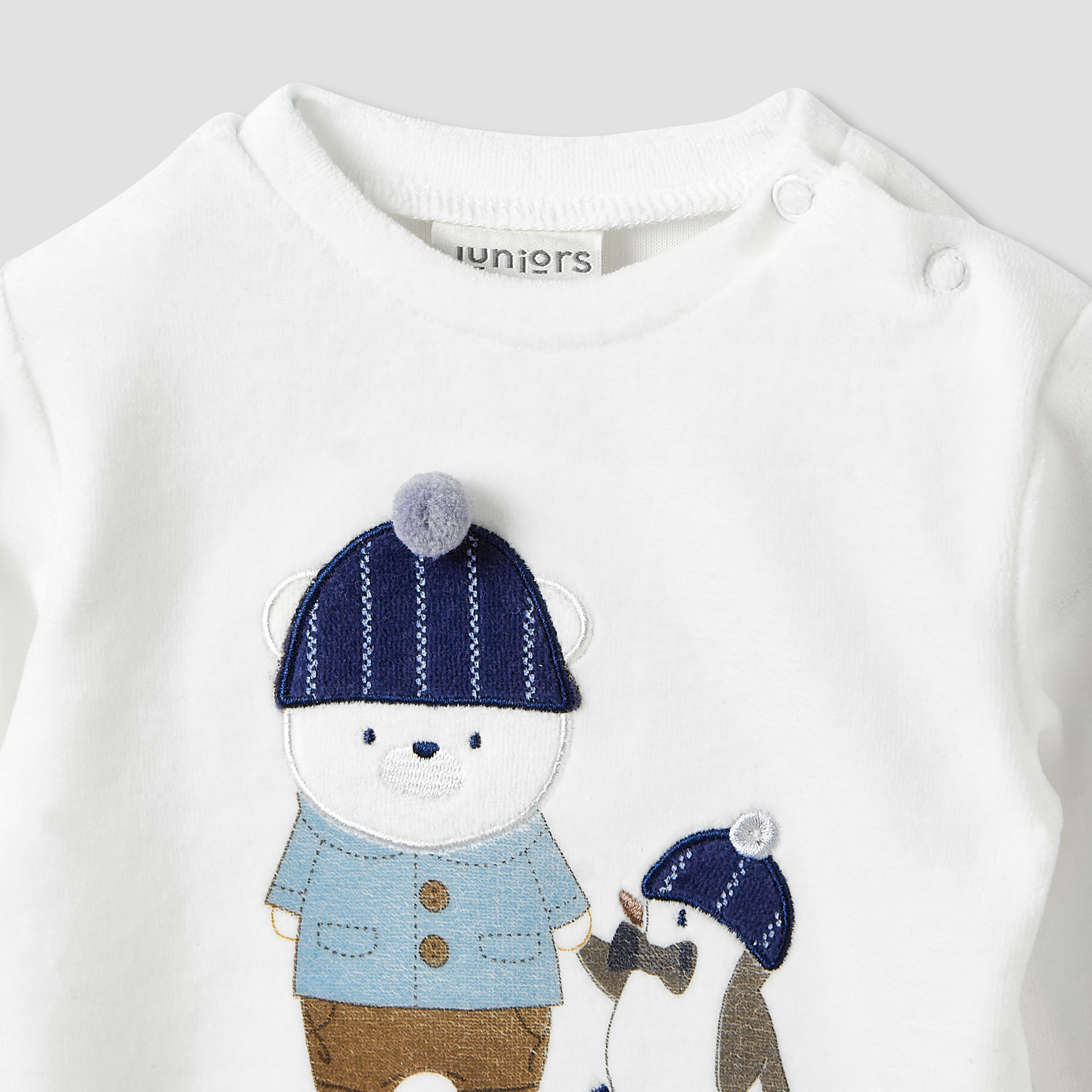 طقم بيجاما بياقة ضيقة وأكمام طويلة وزخارف دب من جونيورز-baby-boys-clothing-winterwear-setsandcoords-image-5