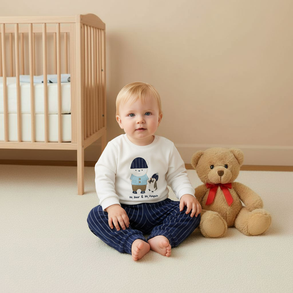 طقم بيجاما بياقة ضيقة وأكمام طويلة وزخارف دب من جونيورز-baby-boys-clothing-winterwear-setsandcoords-image-1