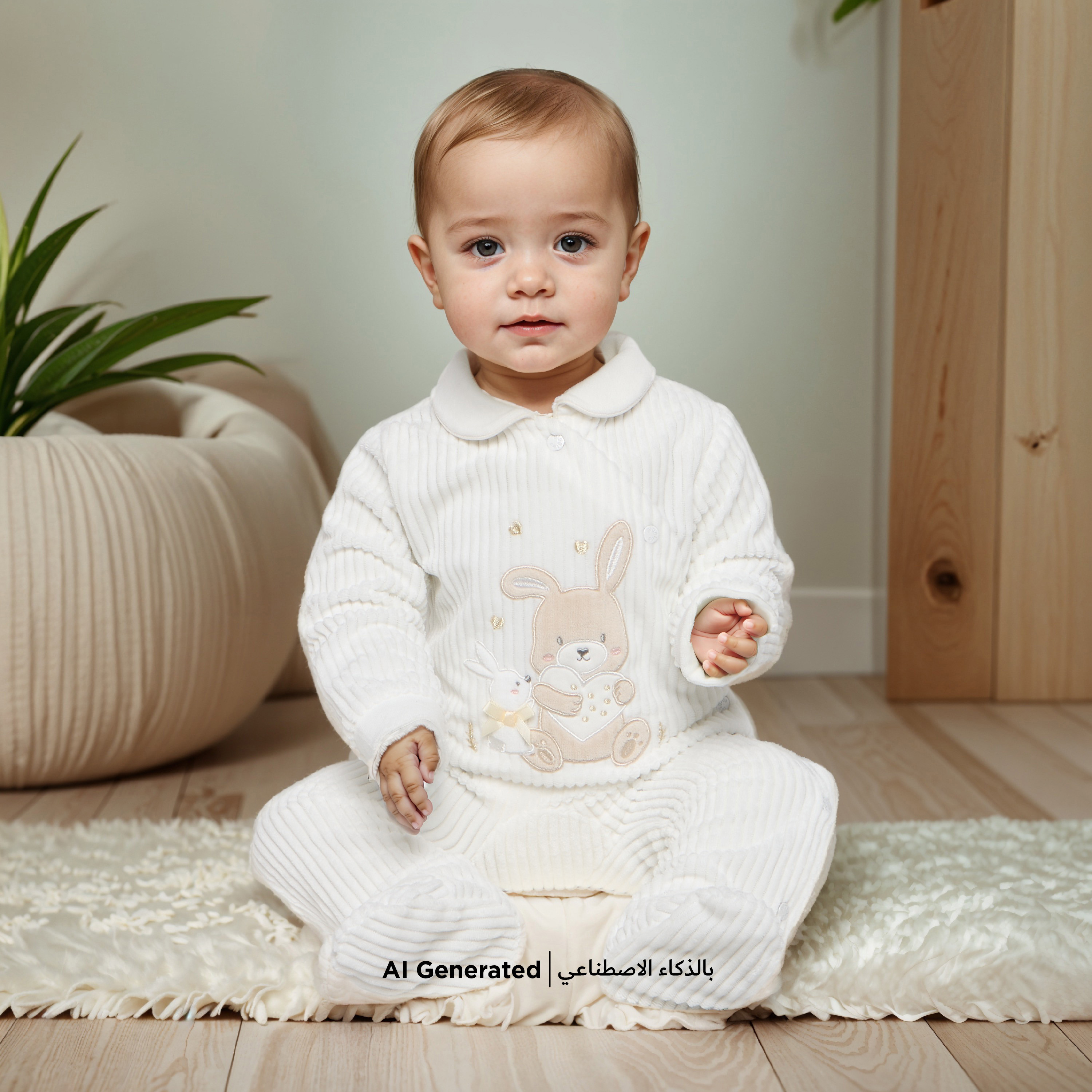 بدلة نوم مغلقة القدمين بتطريز أرنب وأزرار إغلاق من جيجلز-baby-girls-clothing-nightwear-sleepsuits-image-5