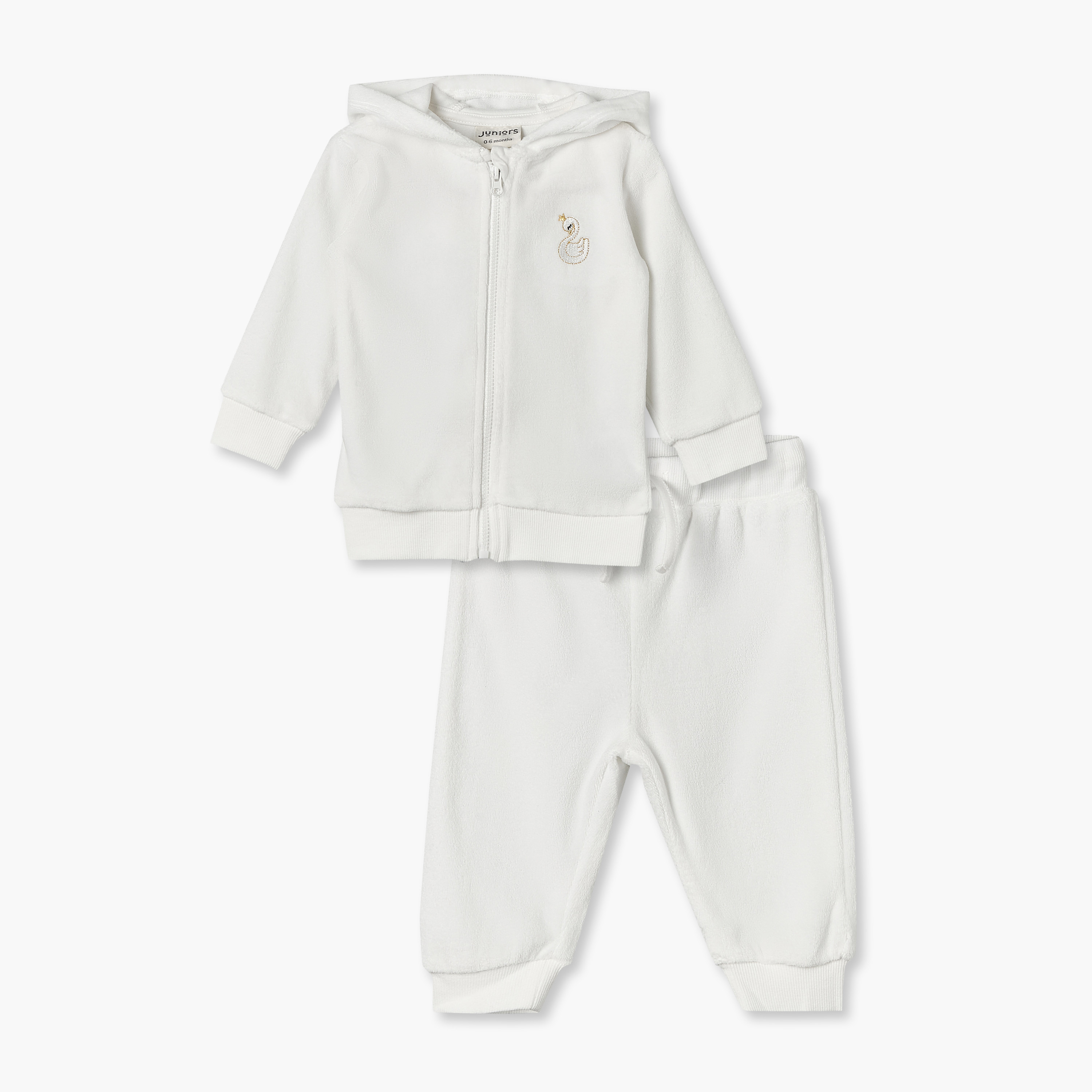 Juniors Hooded Long Sleeves Pyjama Set with Swan Embroidery-baby-boys-clothing-nightwear-pyjamasets-image-2