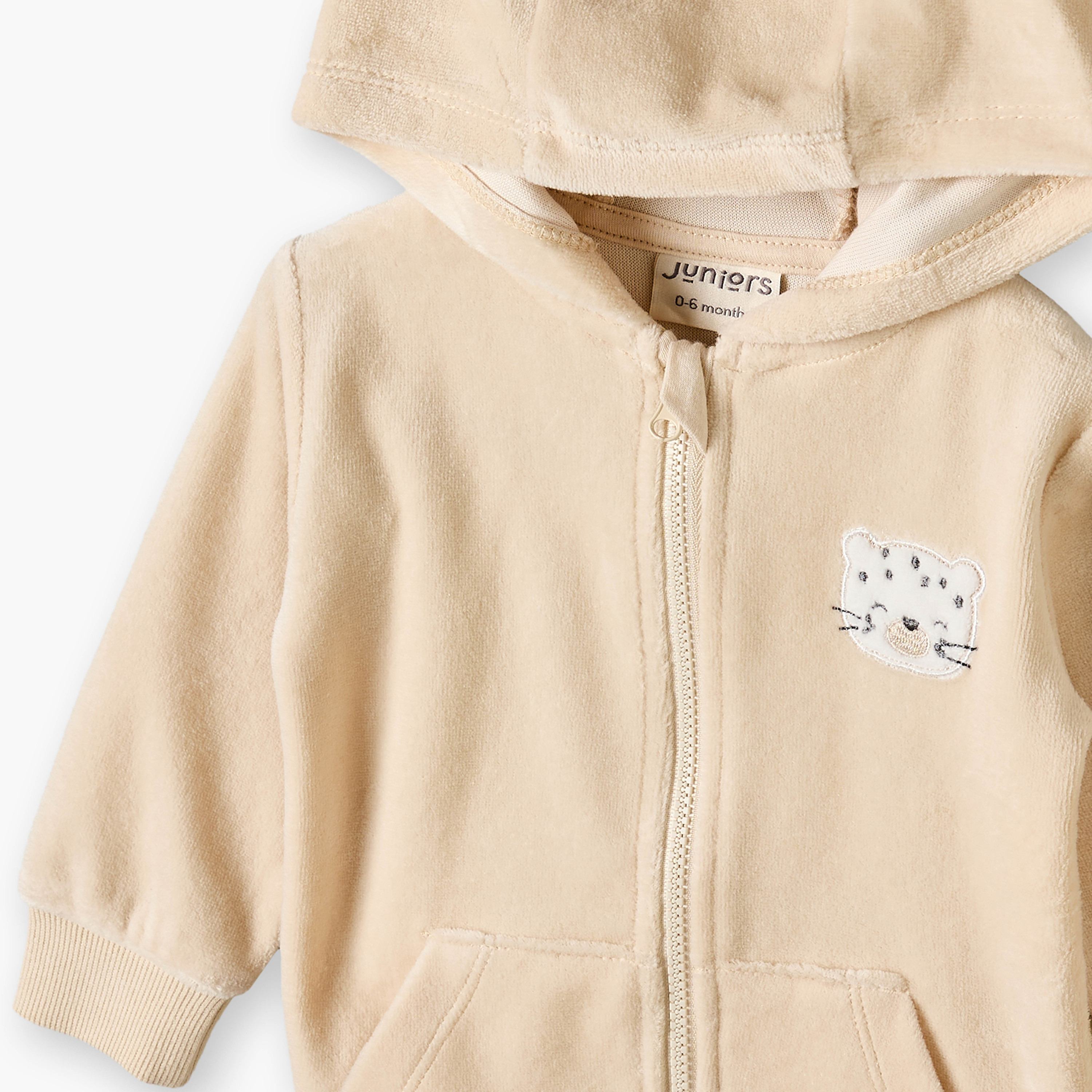 طقم هودي بأكمام طويلة بسحاب وبنطلون رياضي مع تطريز دب من جونيورز-baby-girls-clothing-nightwear-pyjamasets-image-7